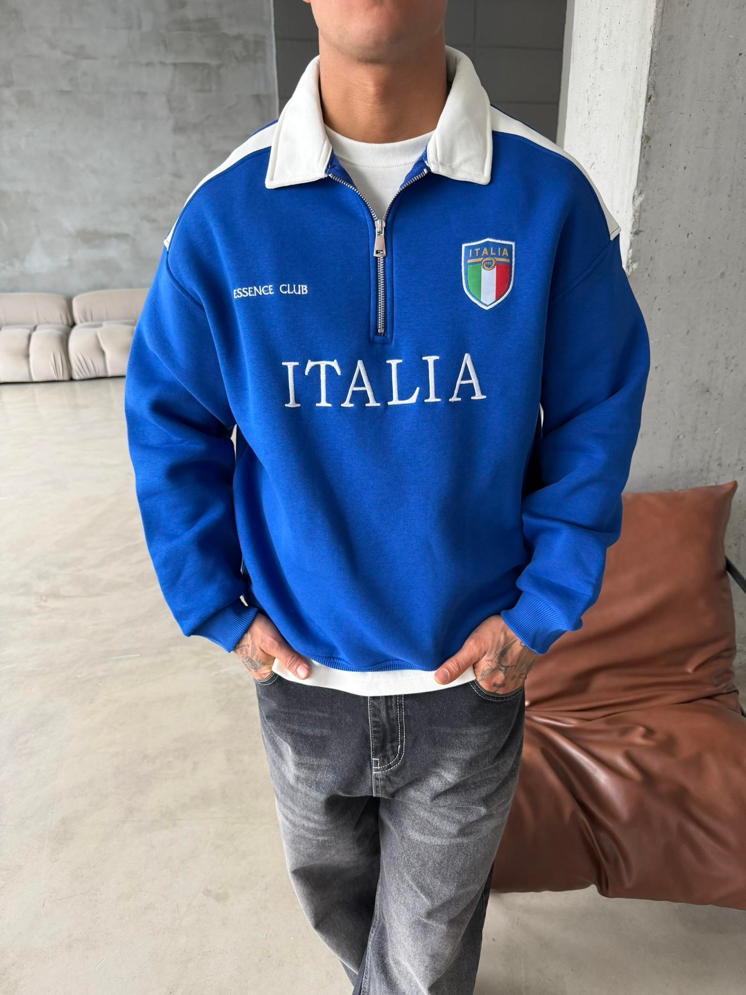 ITALIA Yarım Fermuar Sweatshirt - Lacivert