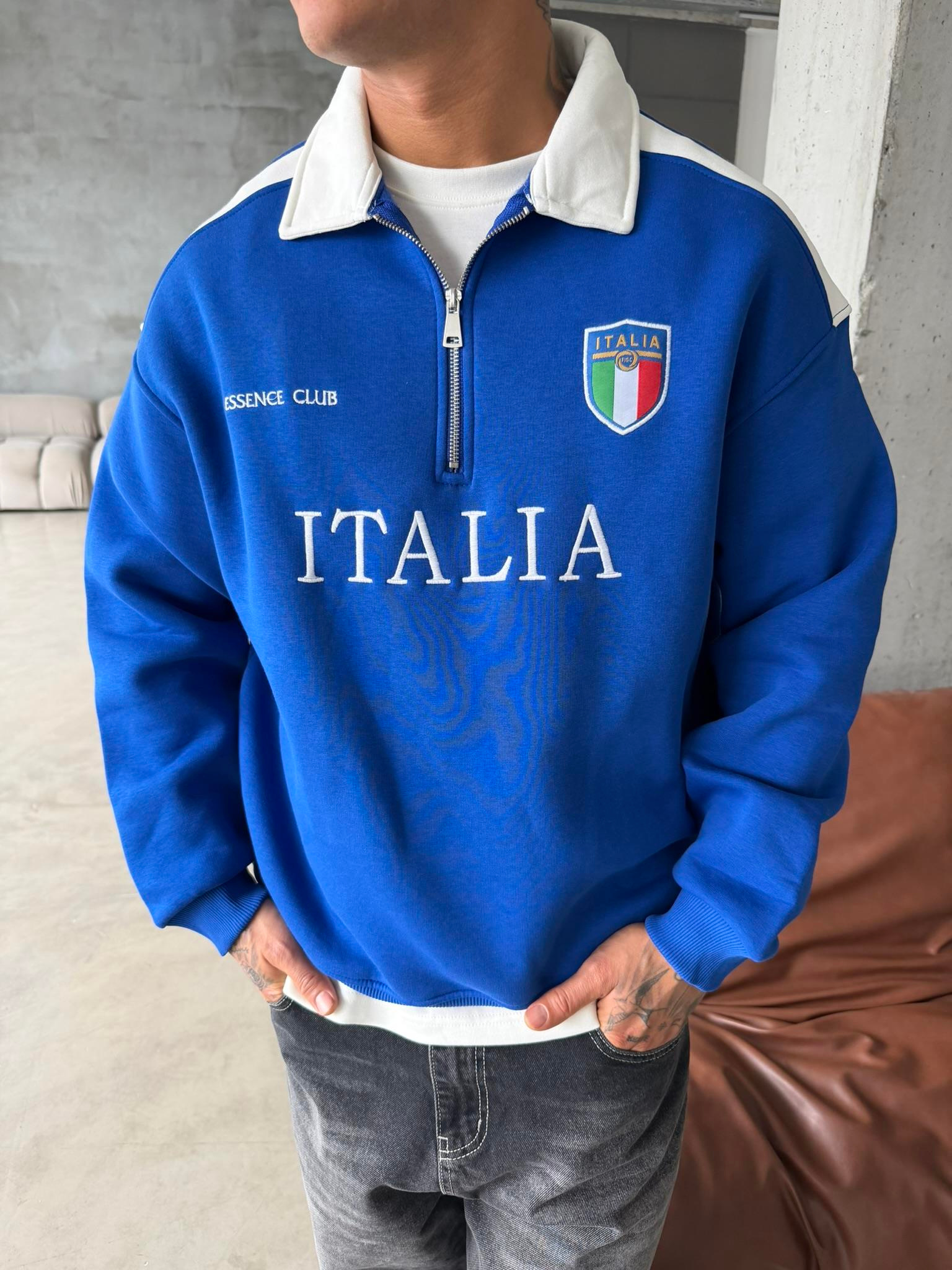 ITALIA Yarım Fermuar Sweatshirt - Lacivert