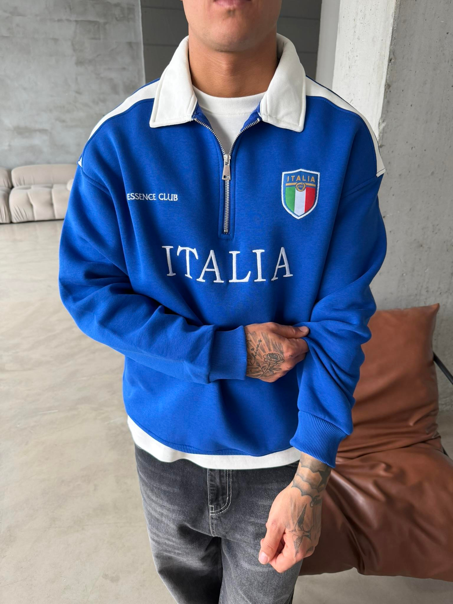ITALIA Yarım Fermuar Sweatshirt - Lacivert