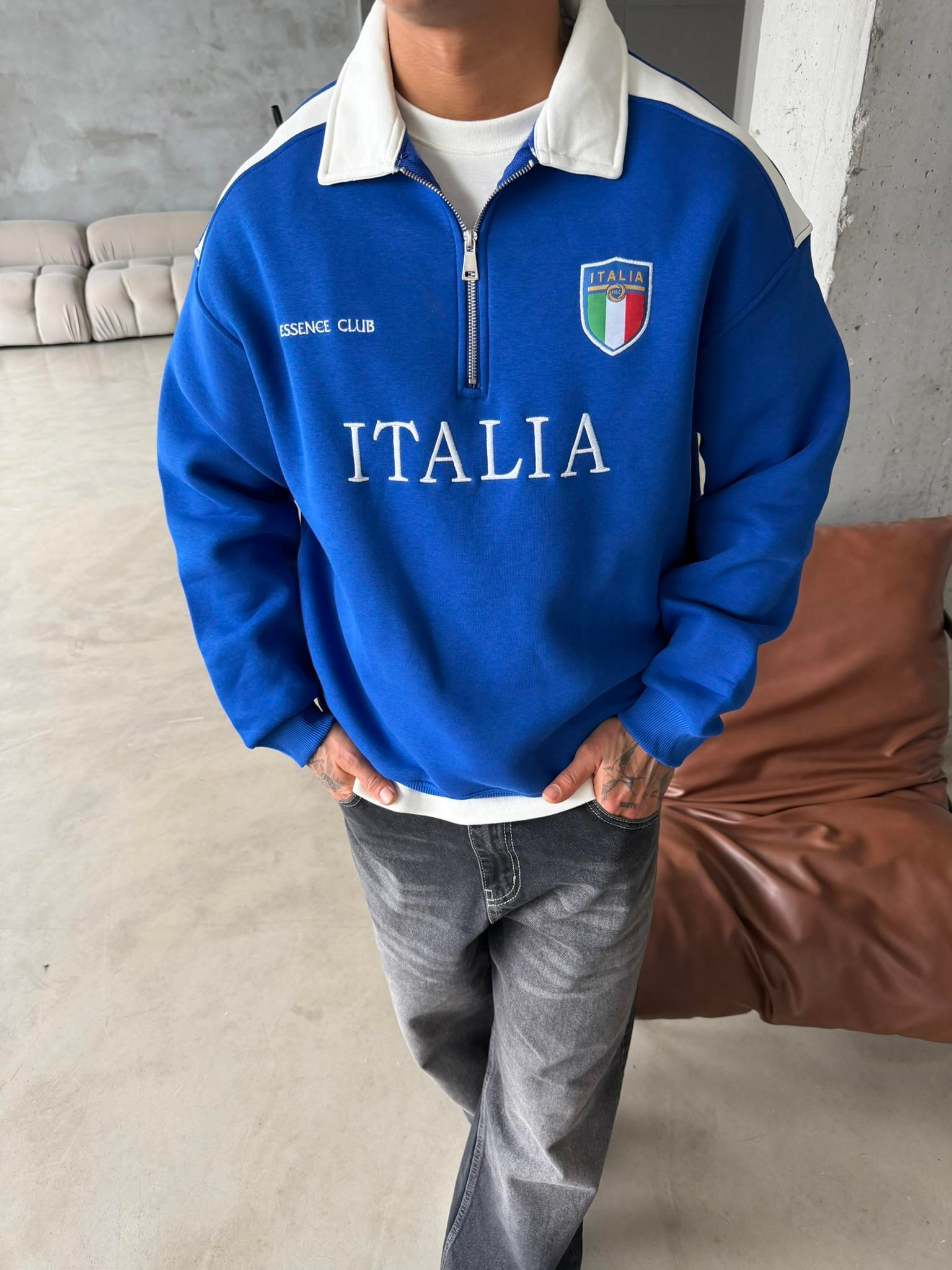 ITALIA Yarım Fermuar Sweatshirt - Lacivert