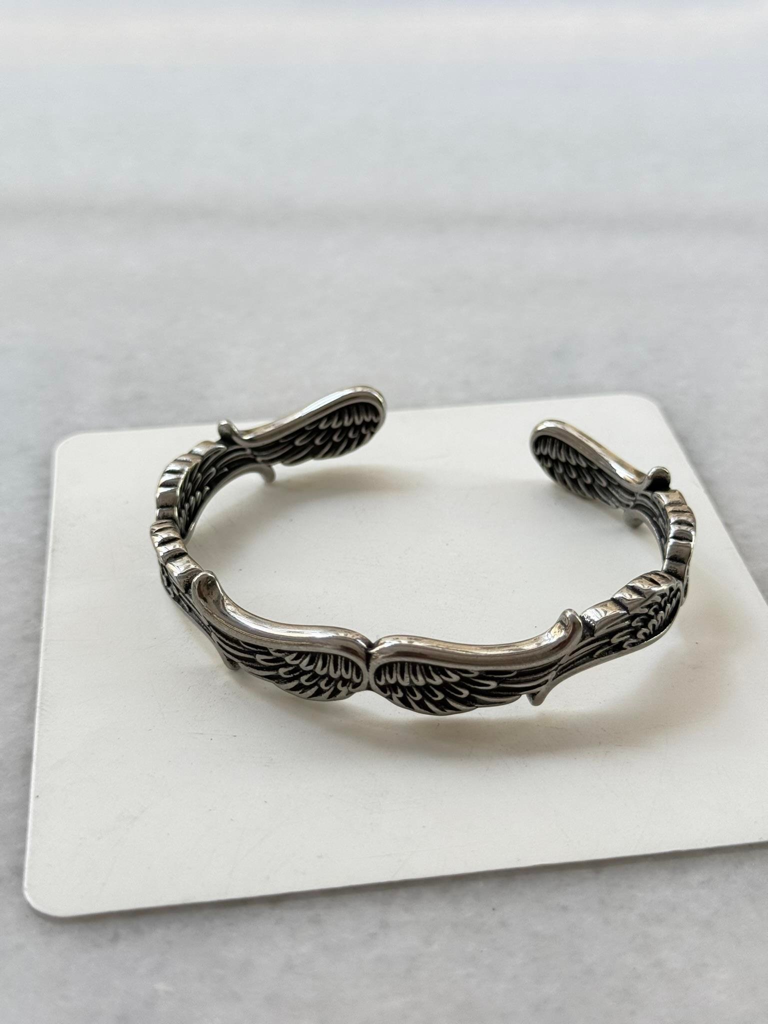 Kanat Motifli Erkek Bileklik - Çelik