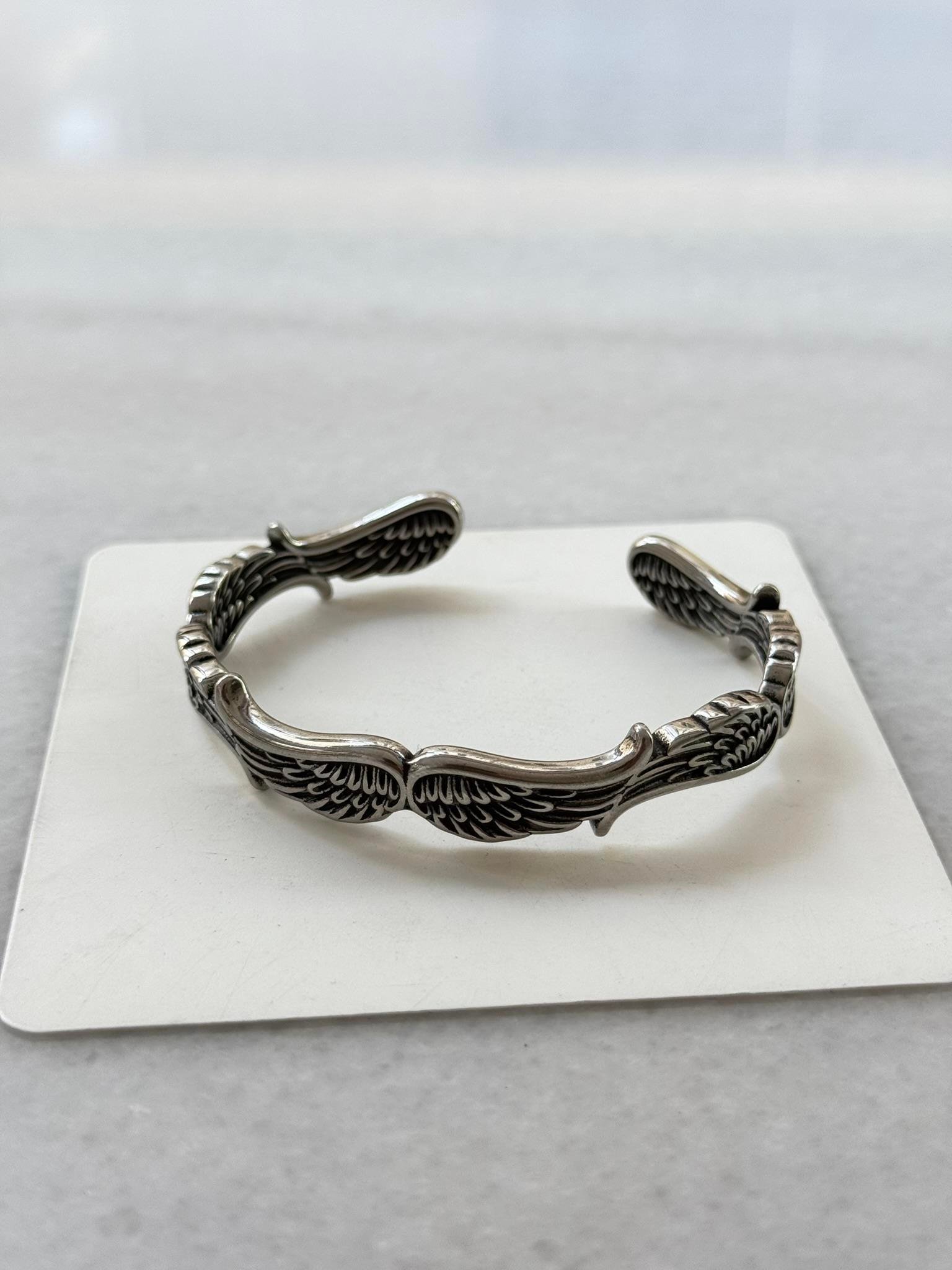 Kanat Motifli Erkek Bileklik - Çelik