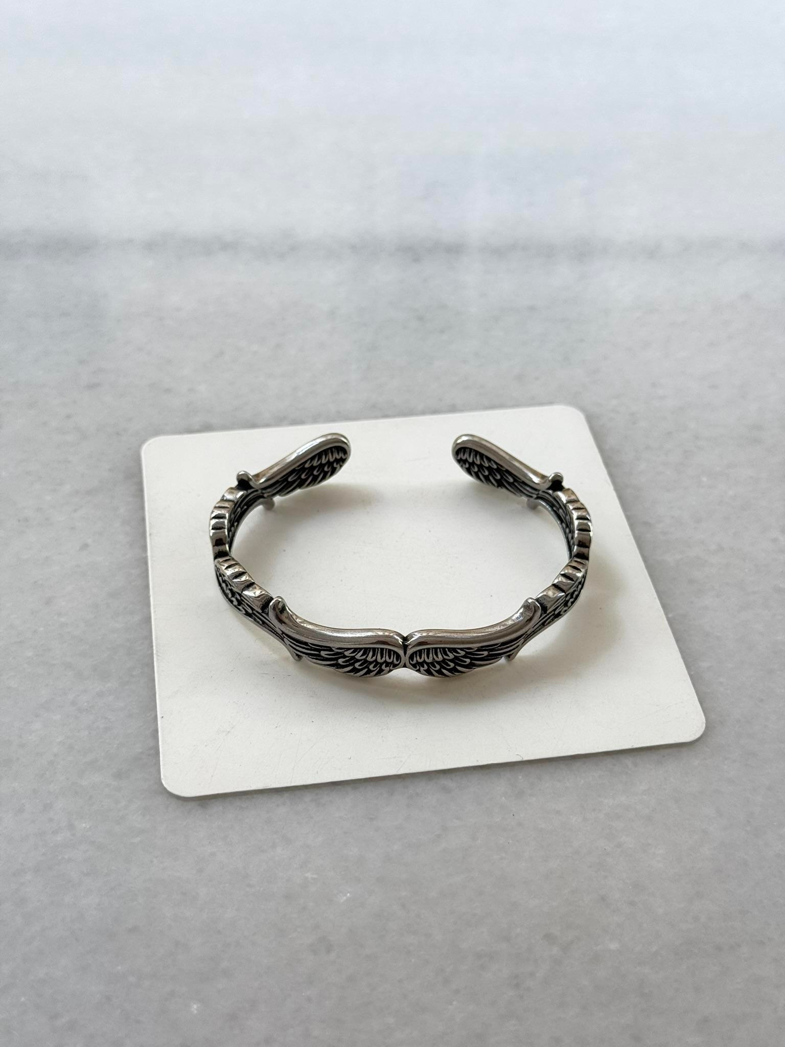 Kanat Motifli Erkek Bileklik - Çelik