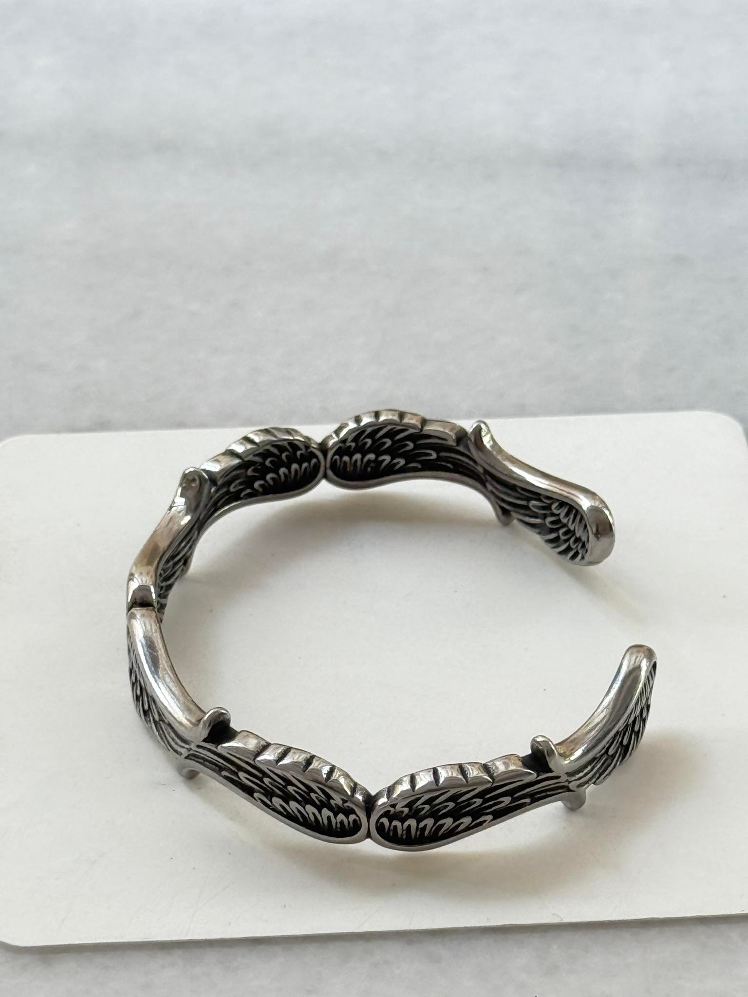 Kanat Motifli Erkek Bileklik - Çelik