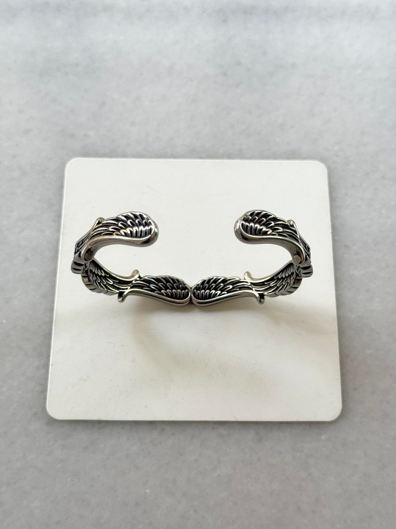 Kanat Motifli Erkek Bileklik - Çelik