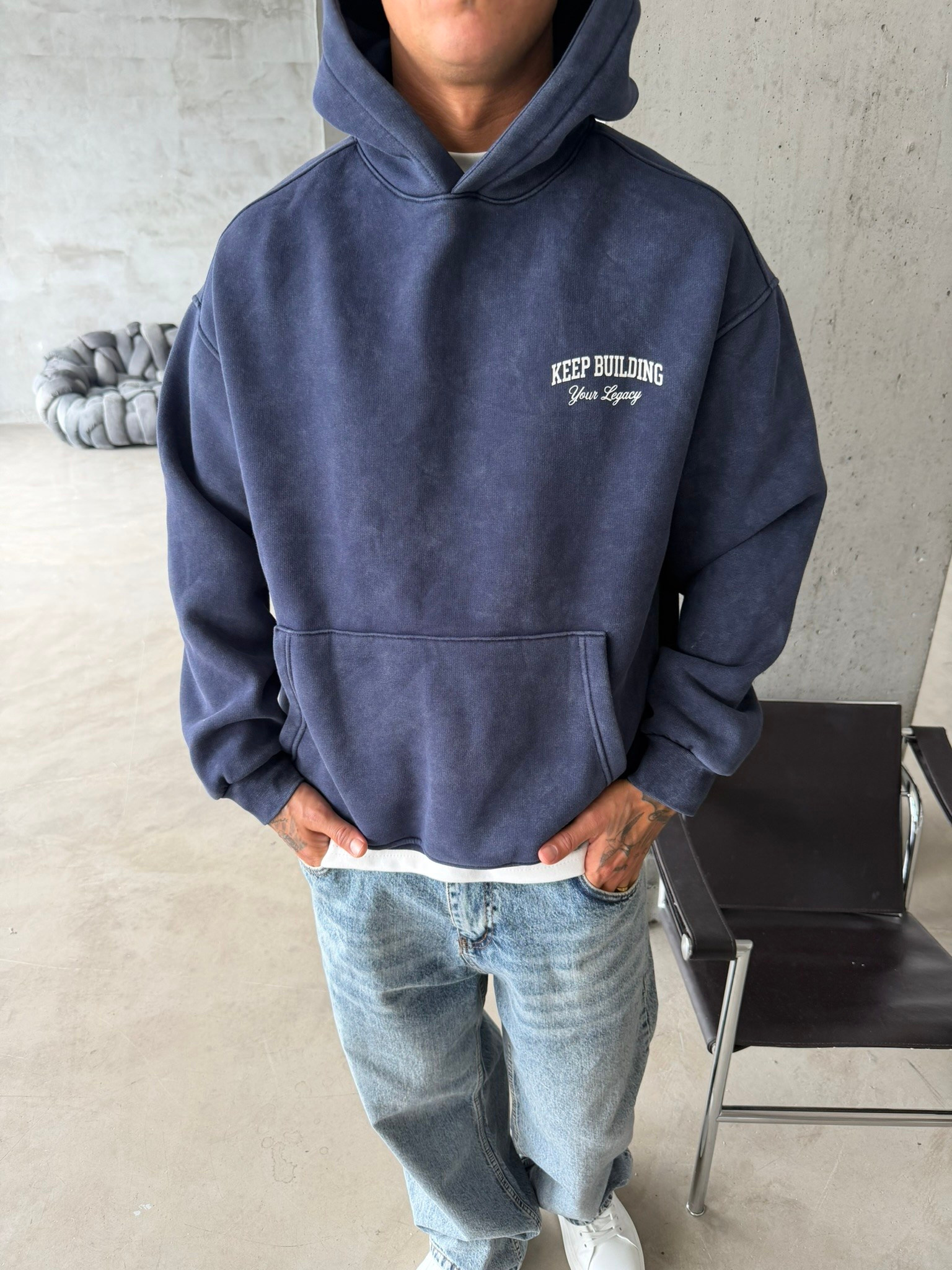 Keep Building Premium Acid Yıkama Hoodie
