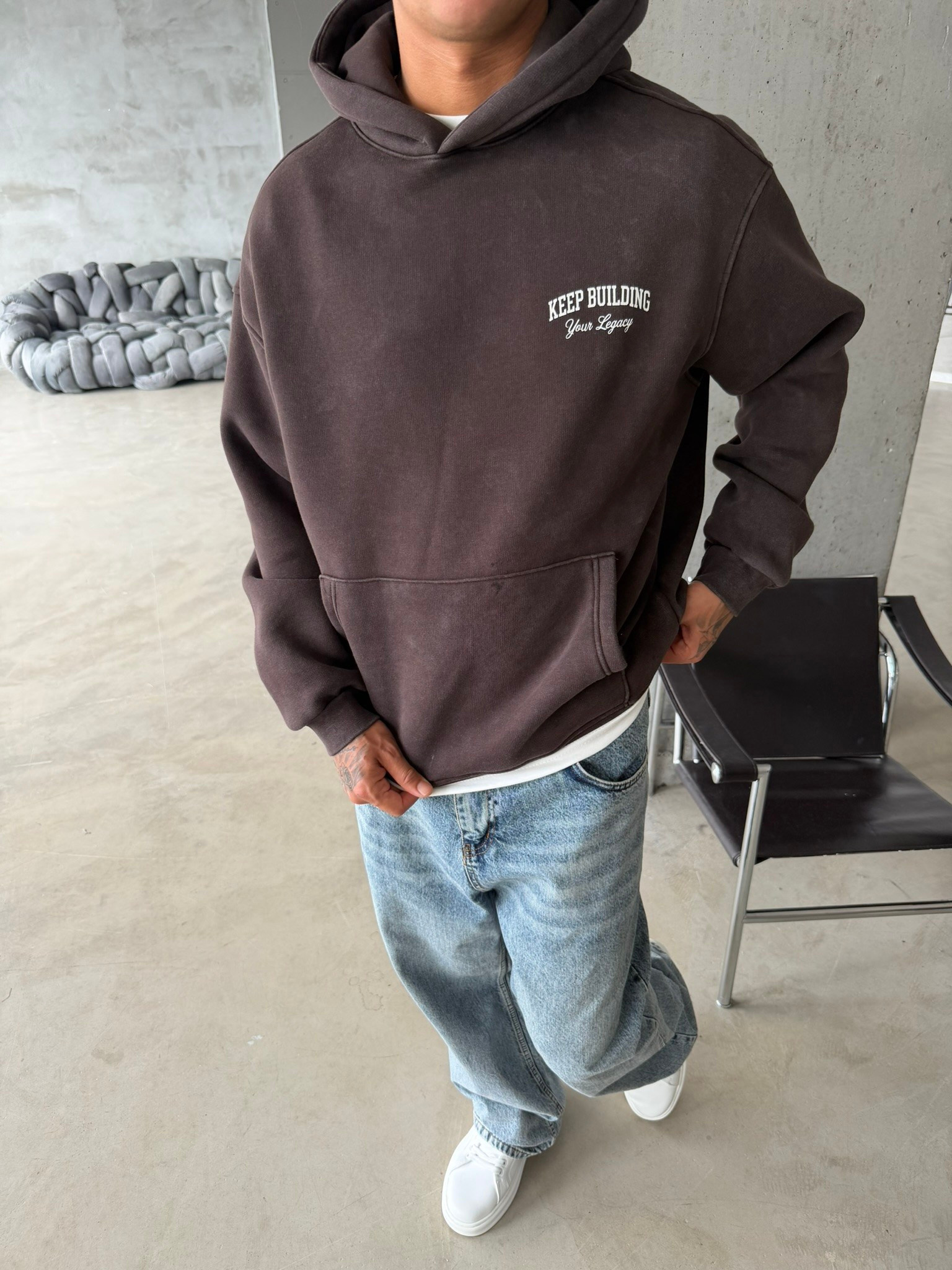 Keep Building Premium Acid Yıkama Hoodie