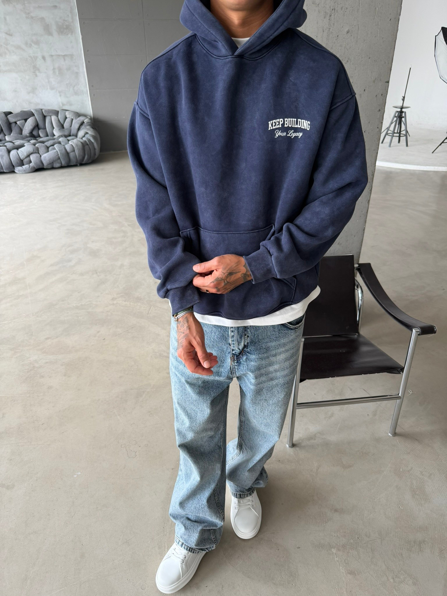 Keep Building Premium Acid Yıkama Hoodie