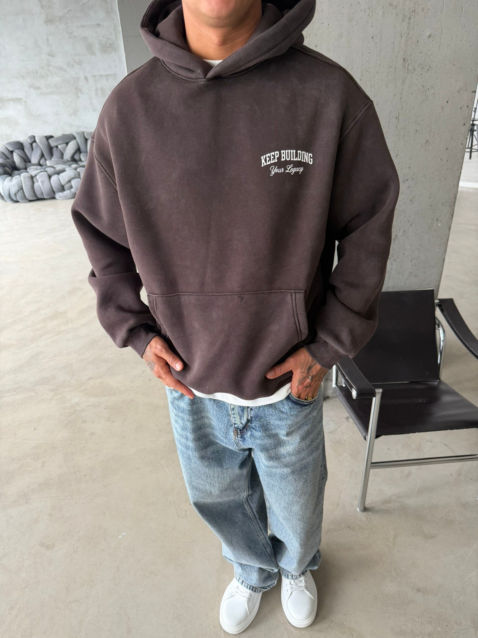 Keep Building Premium Acid Yıkama Hoodie