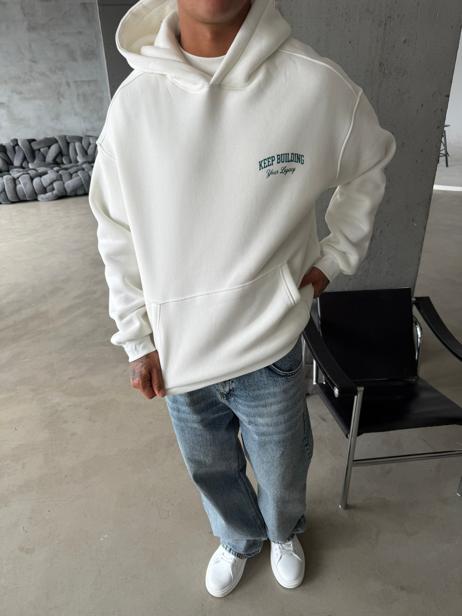 Keep Building Premium Acid Yıkama Hoodie