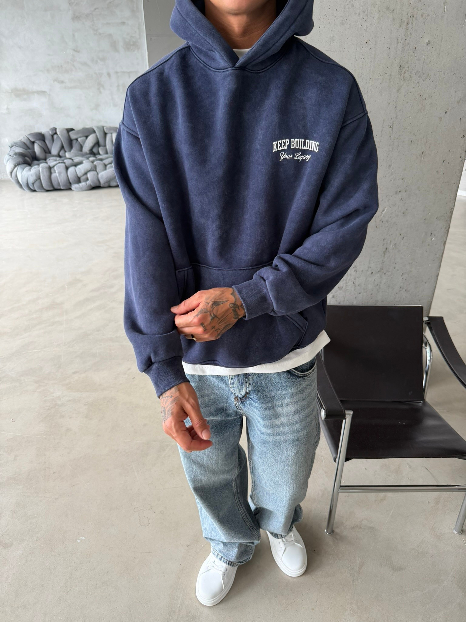 Keep Building Premium Acid Yıkama Hoodie
