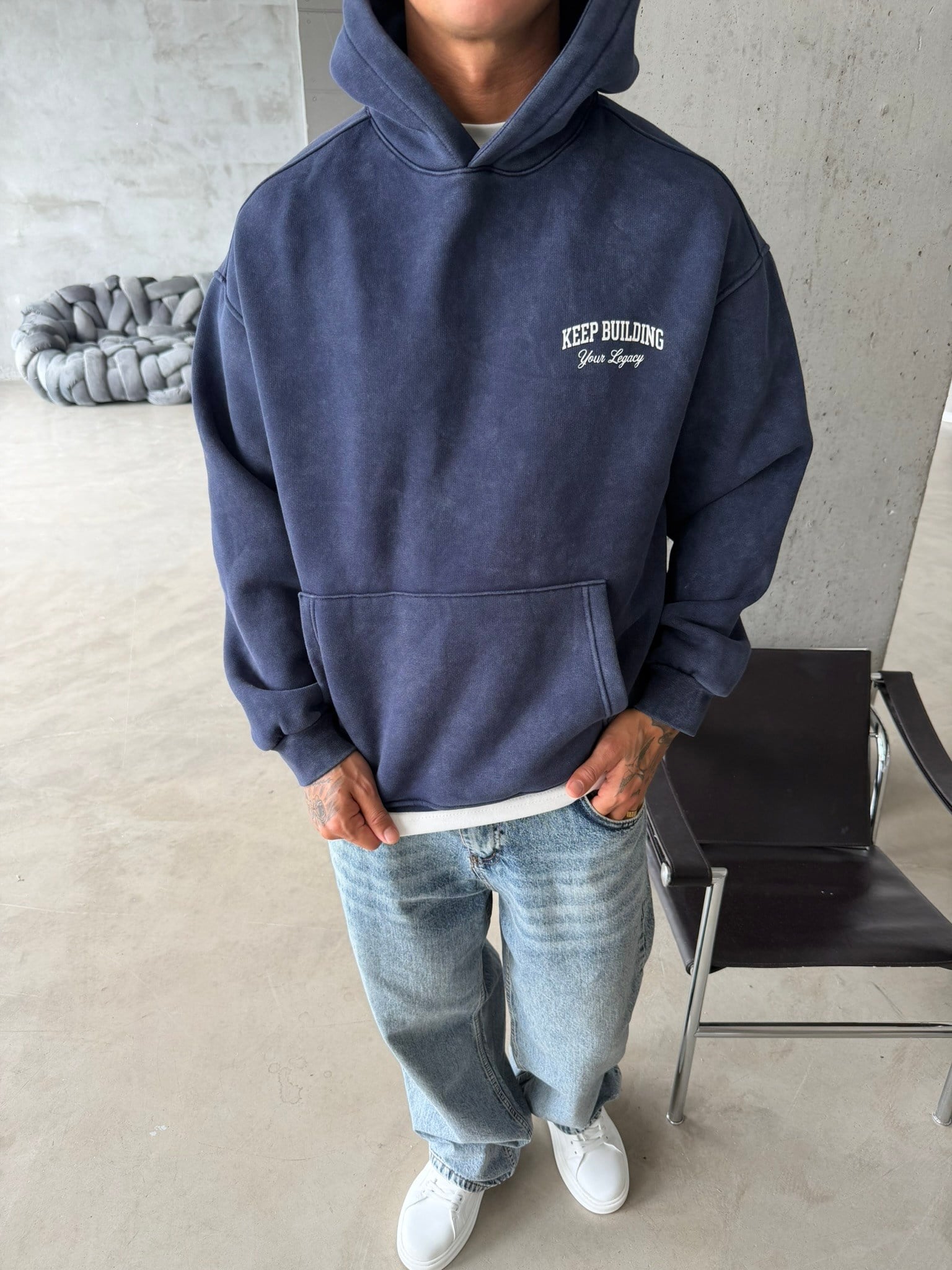 Keep Building Premium Acid Yıkama Hoodie