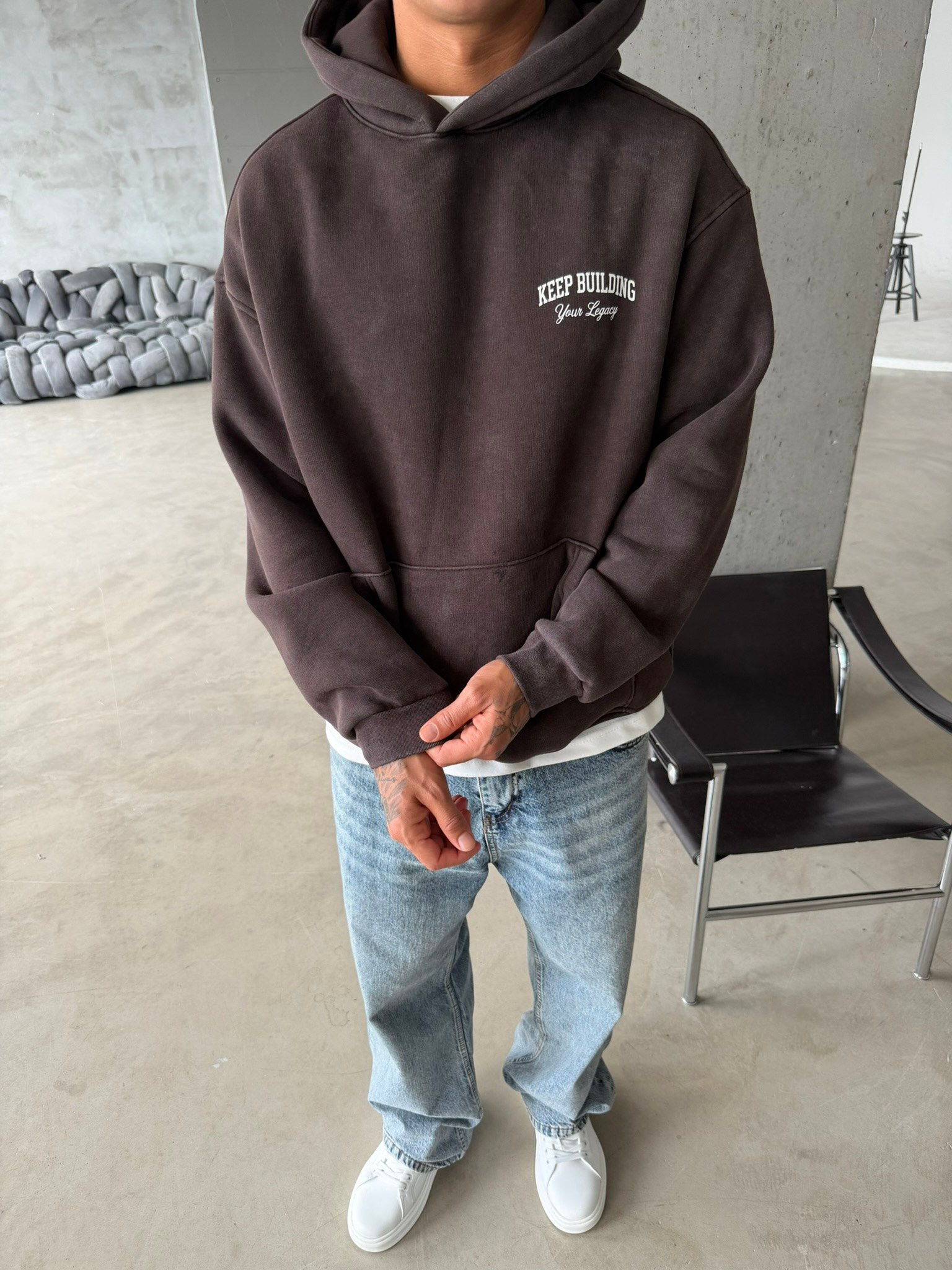 Keep Building Premium Acid Yıkama Hoodie