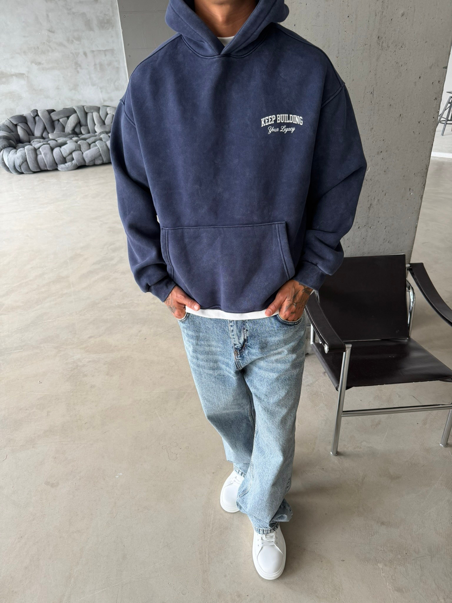Keep Building Premium Acid Yıkama Hoodie