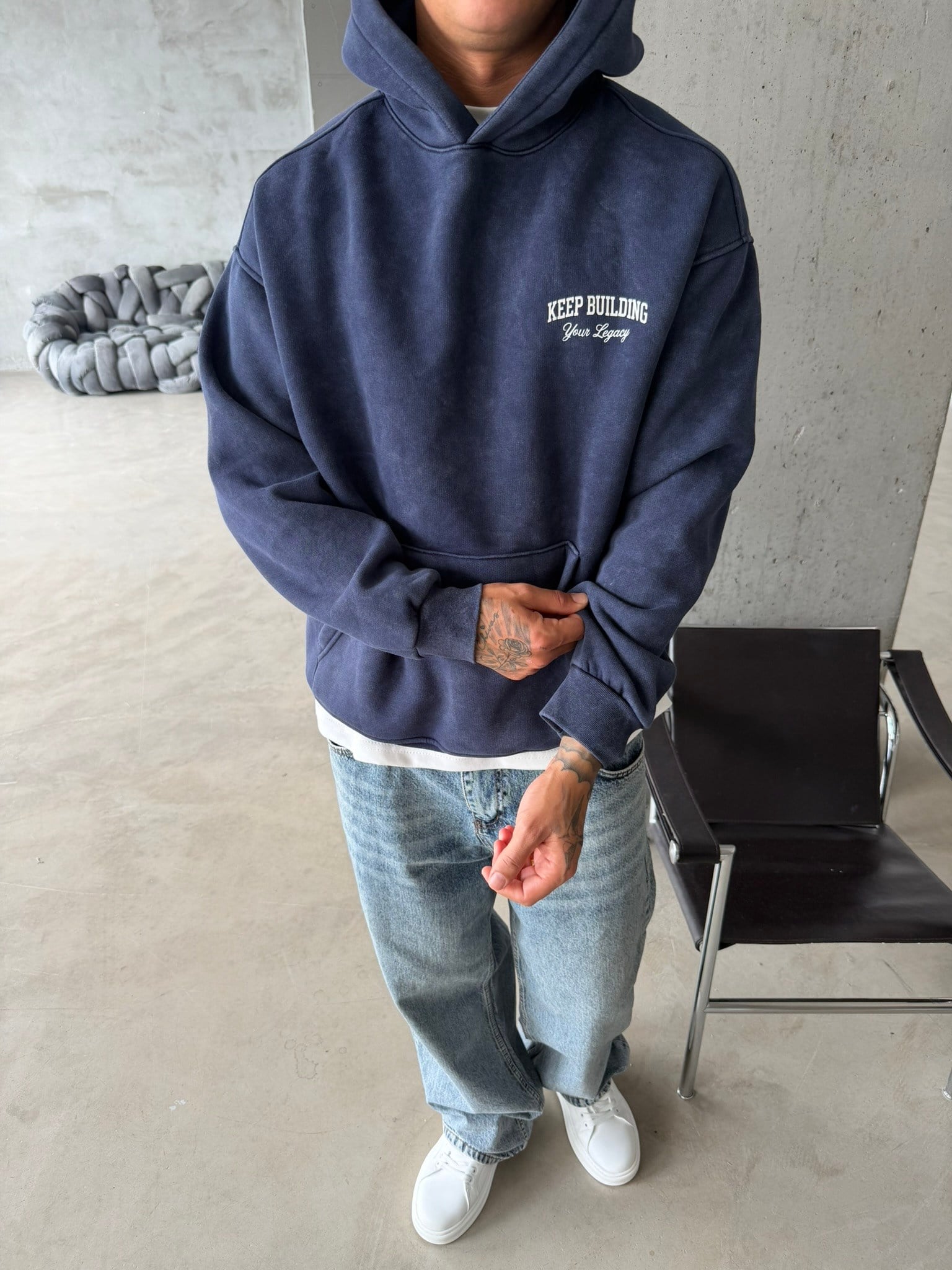 Keep Building Premium Acid Yıkama Hoodie