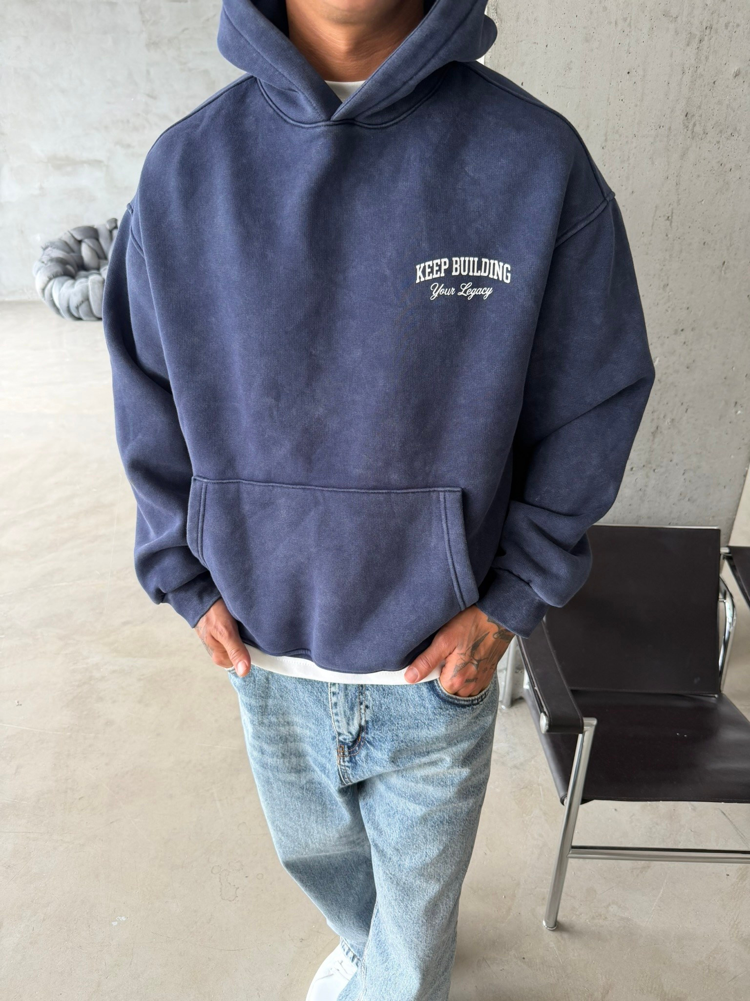 Keep Building Premium Acid Yıkama Hoodie