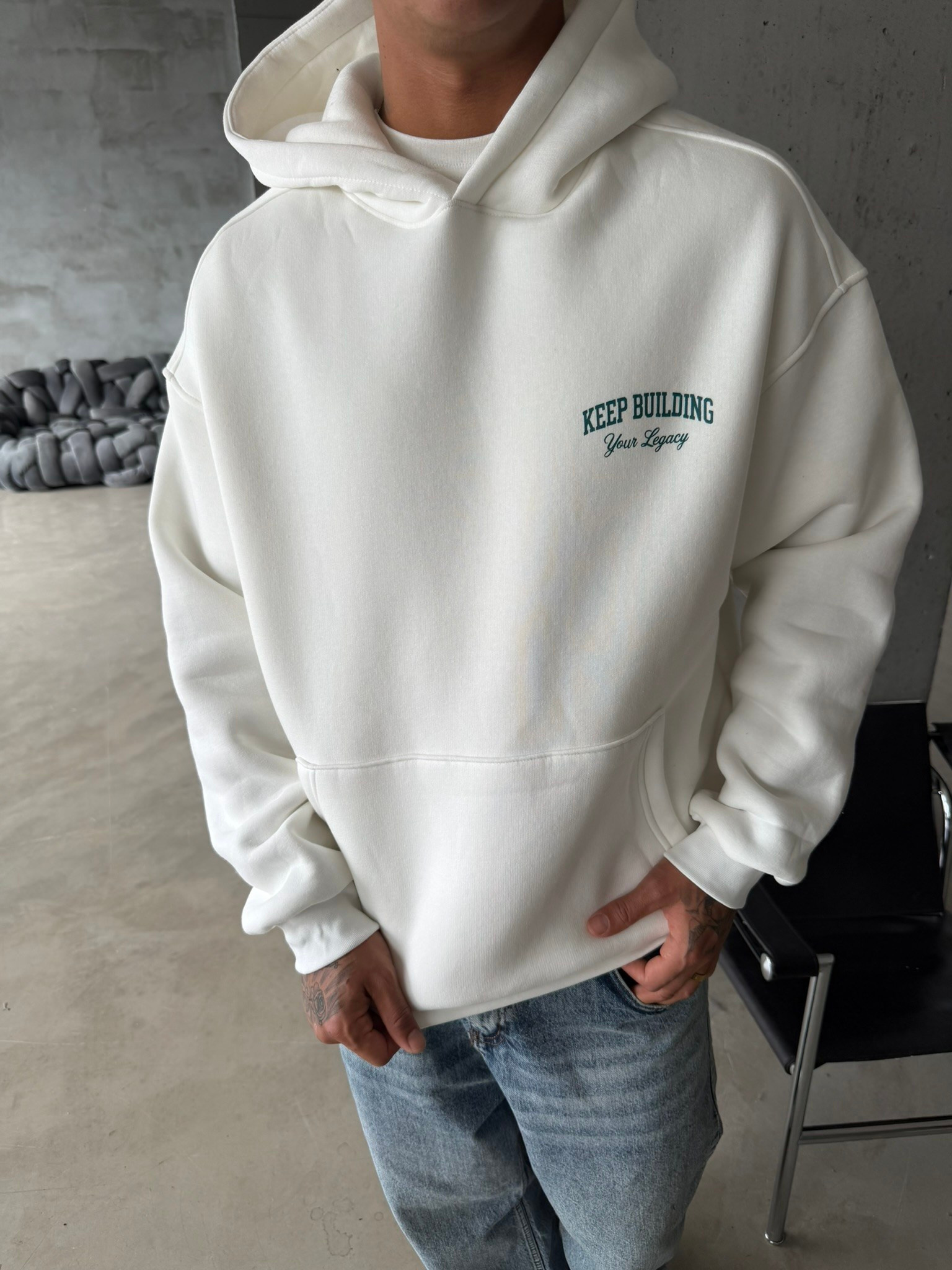 Keep Building Premium Acid Yıkama Hoodie