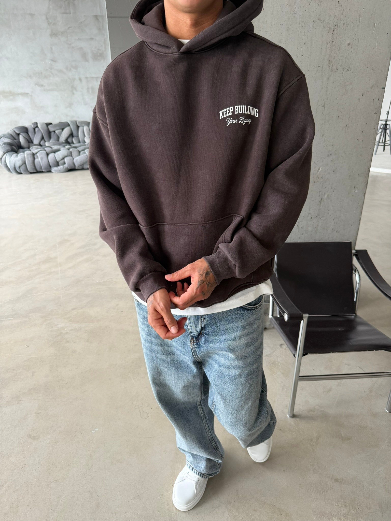 Keep Building Premium Acid Yıkama Hoodie