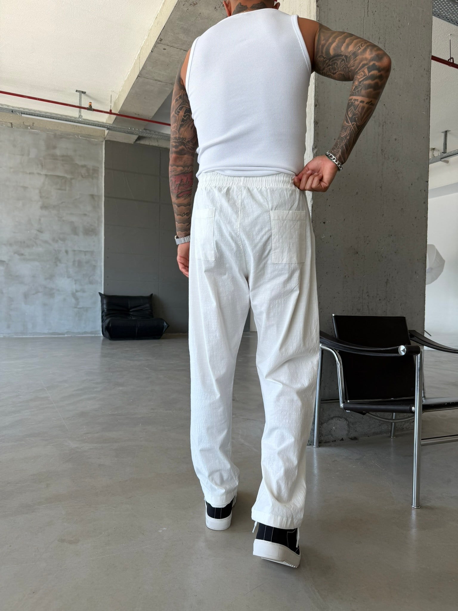 Keten Basic Pantolon - Beyaz