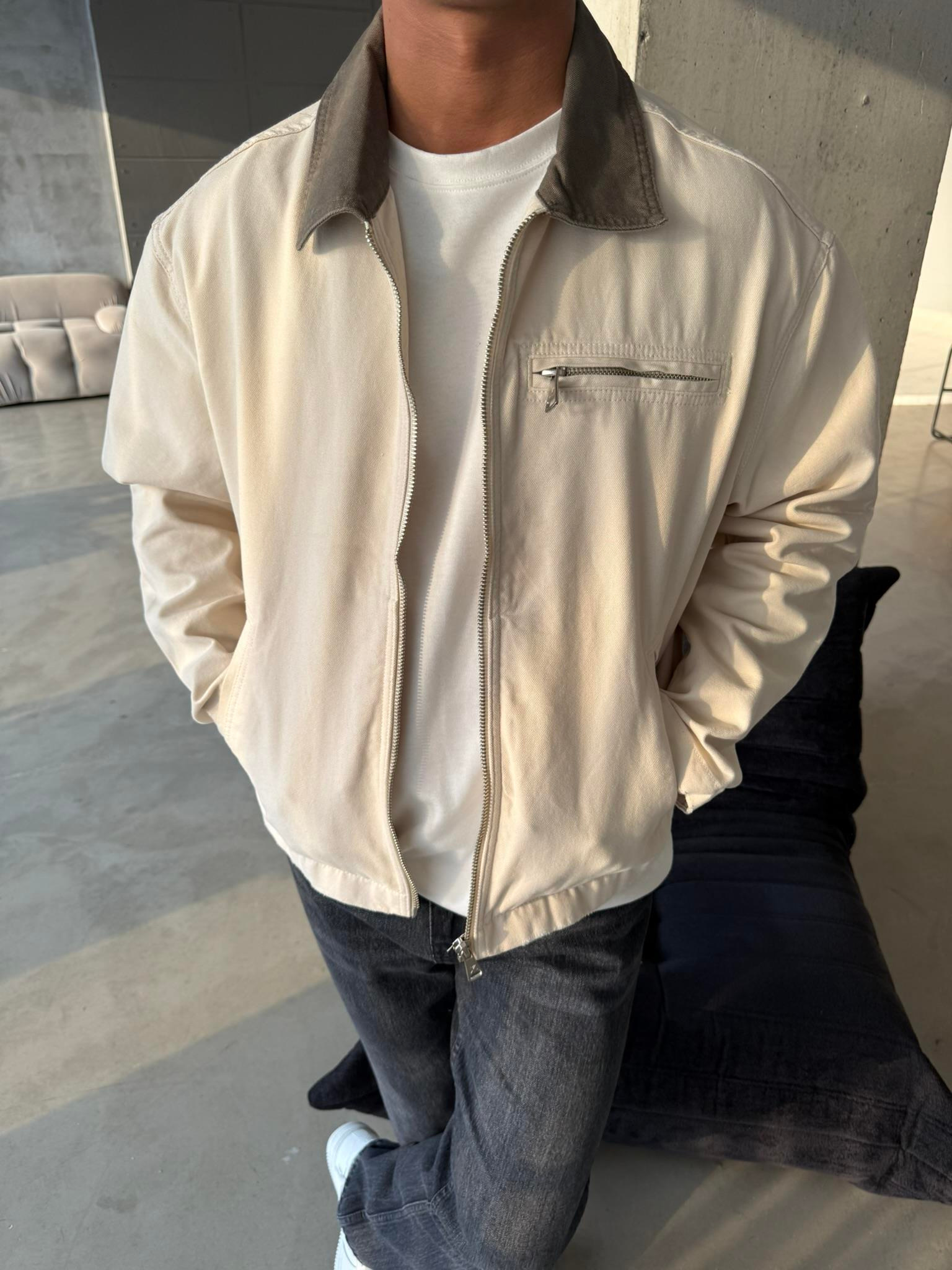 Konstrat Yaka Teknik Ceket - Bej