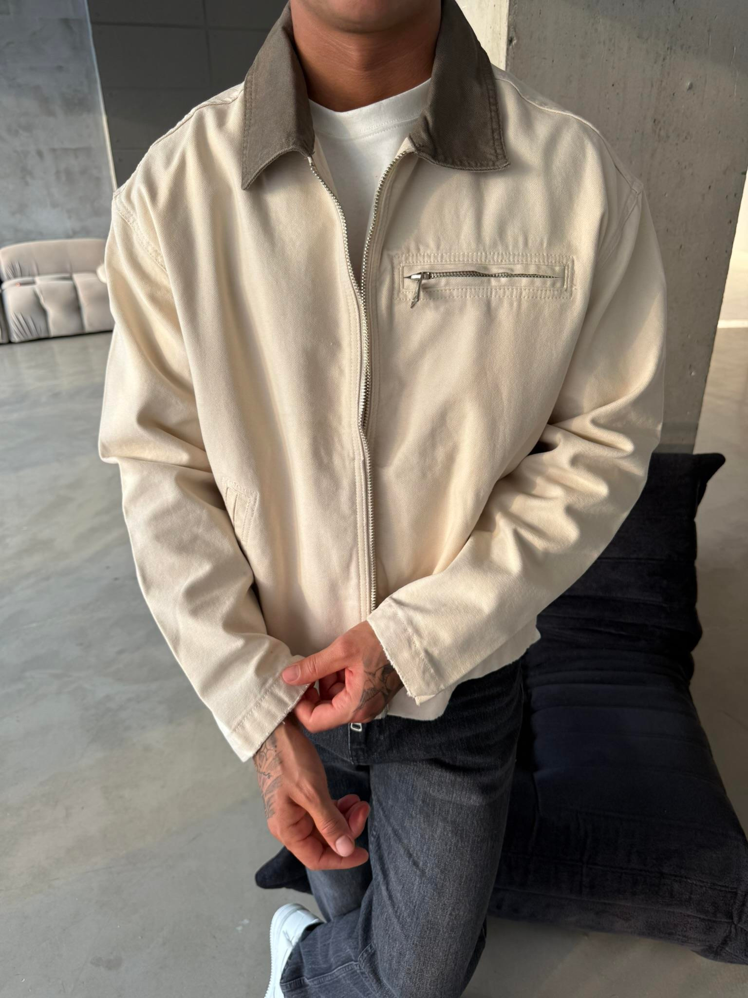 Konstrat Yaka Teknik Ceket - Bej