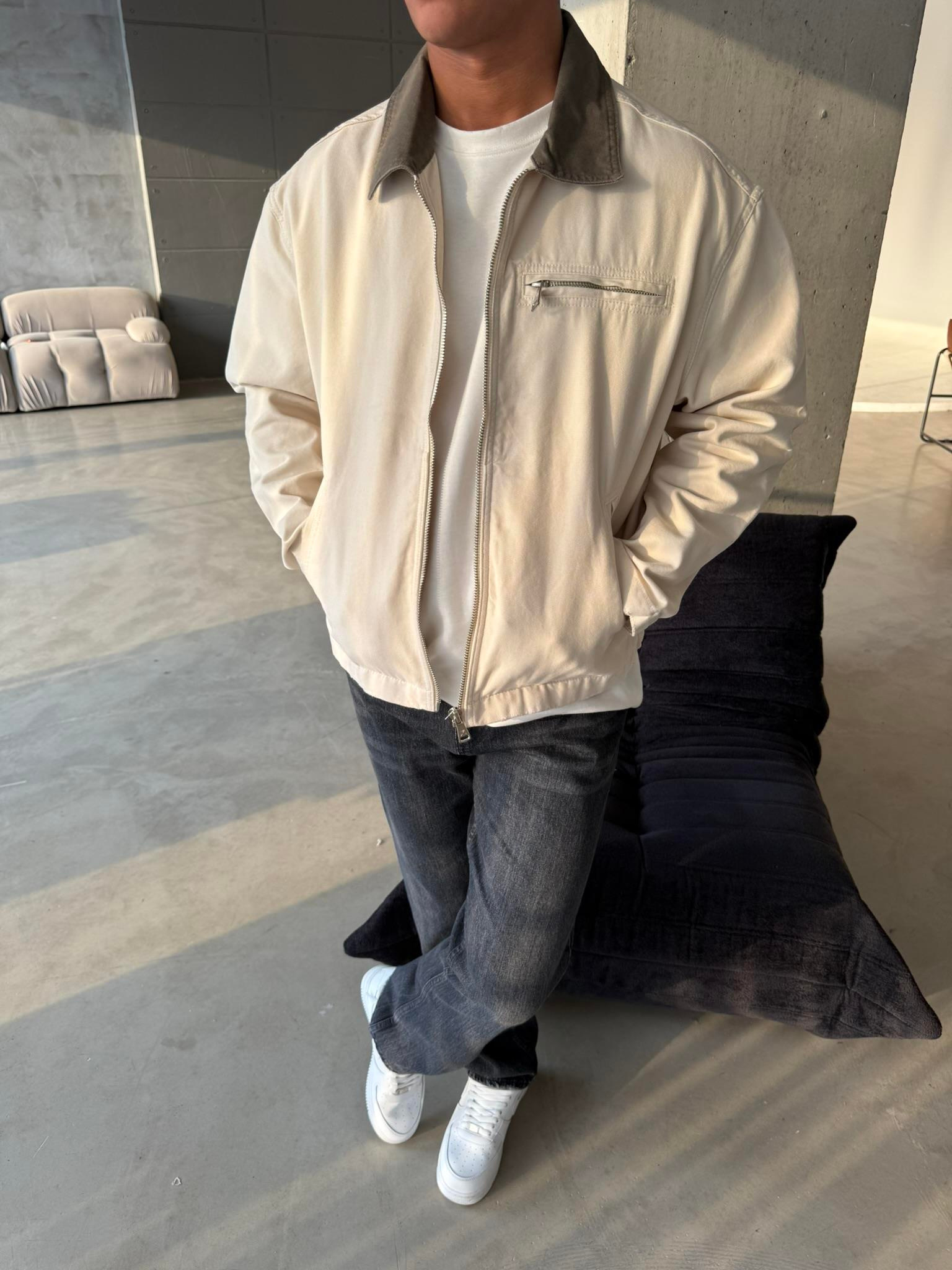 Konstrat Yaka Teknik Ceket - Bej