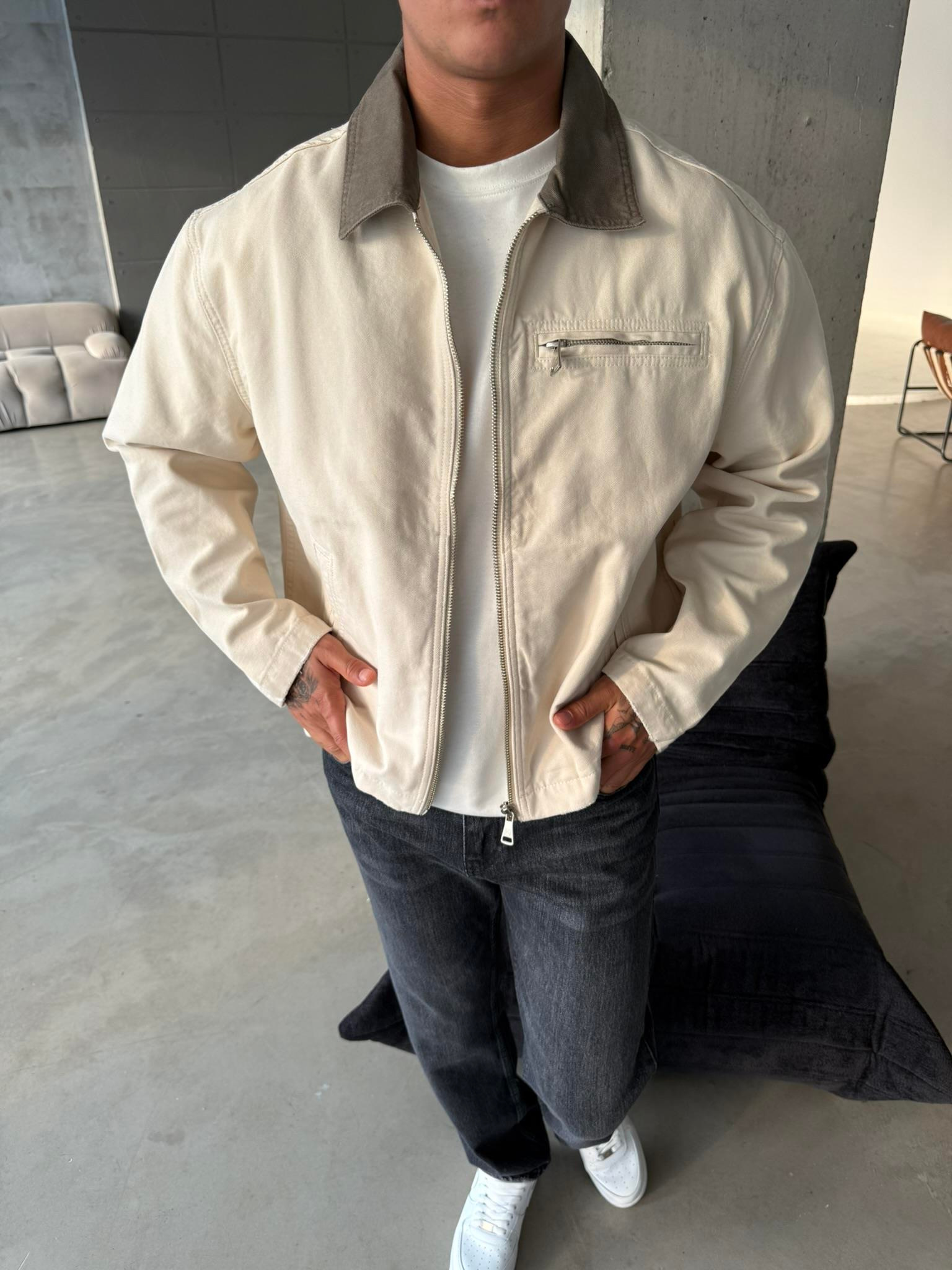 Konstrat Yaka Teknik Ceket - Bej