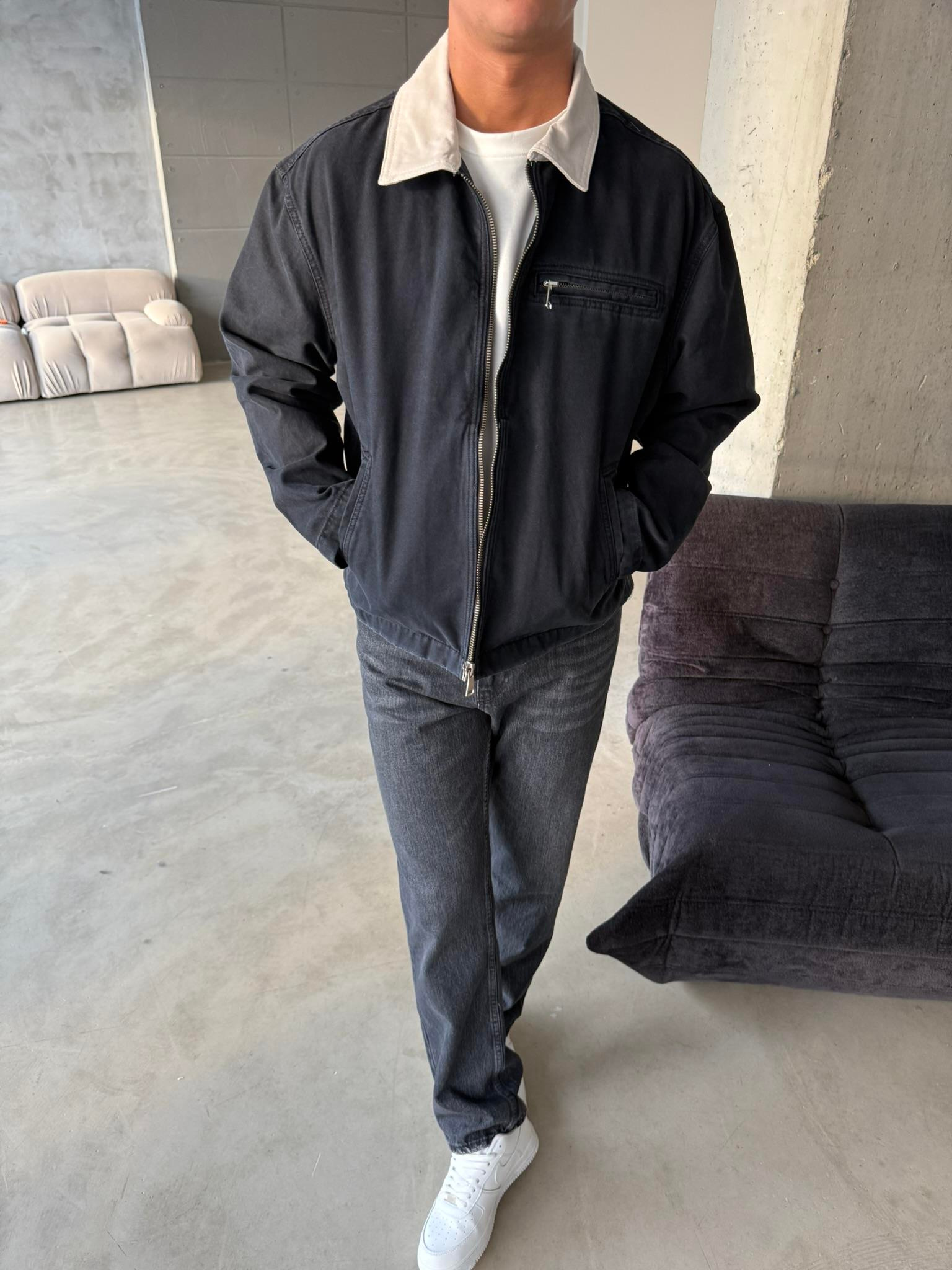 Konstrat Yaka Teknik Ceket - Siyah