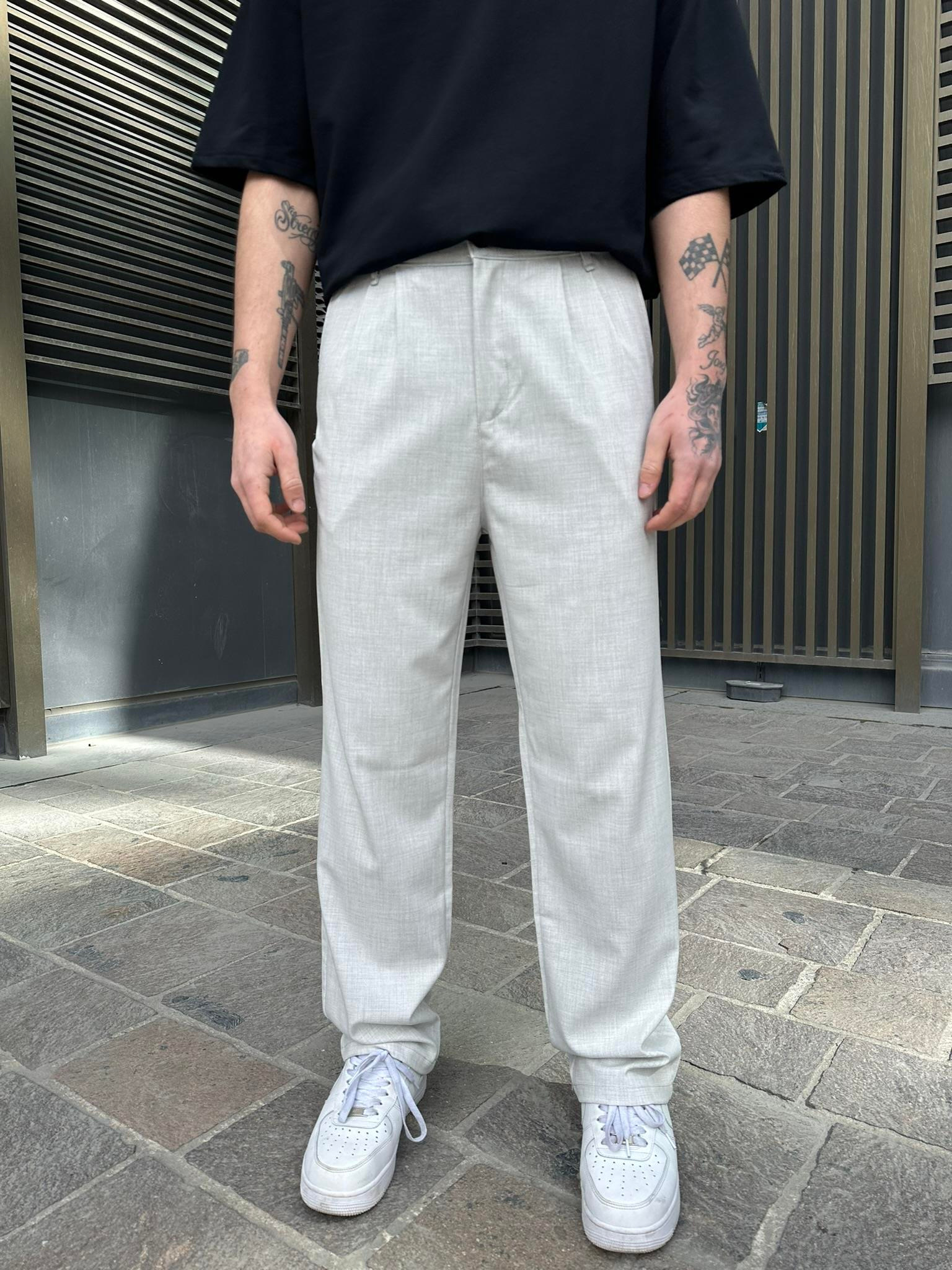 Kumaş Baggy Pantolon Ice Grey