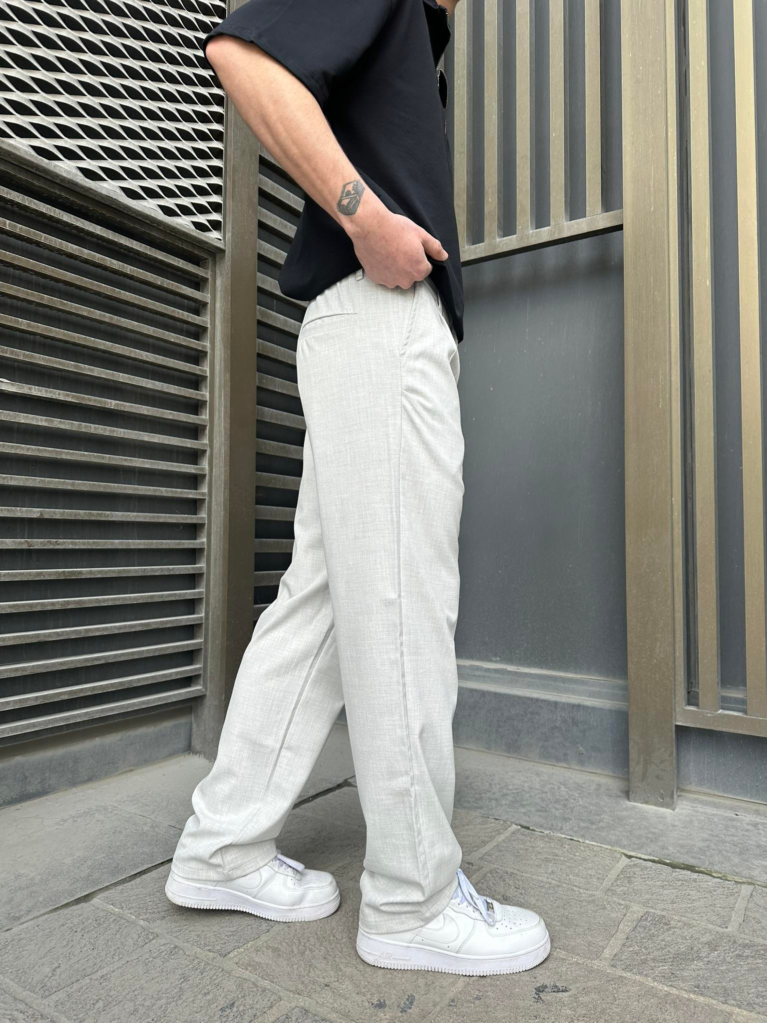 Kumaş Baggy Pantolon Ice Grey