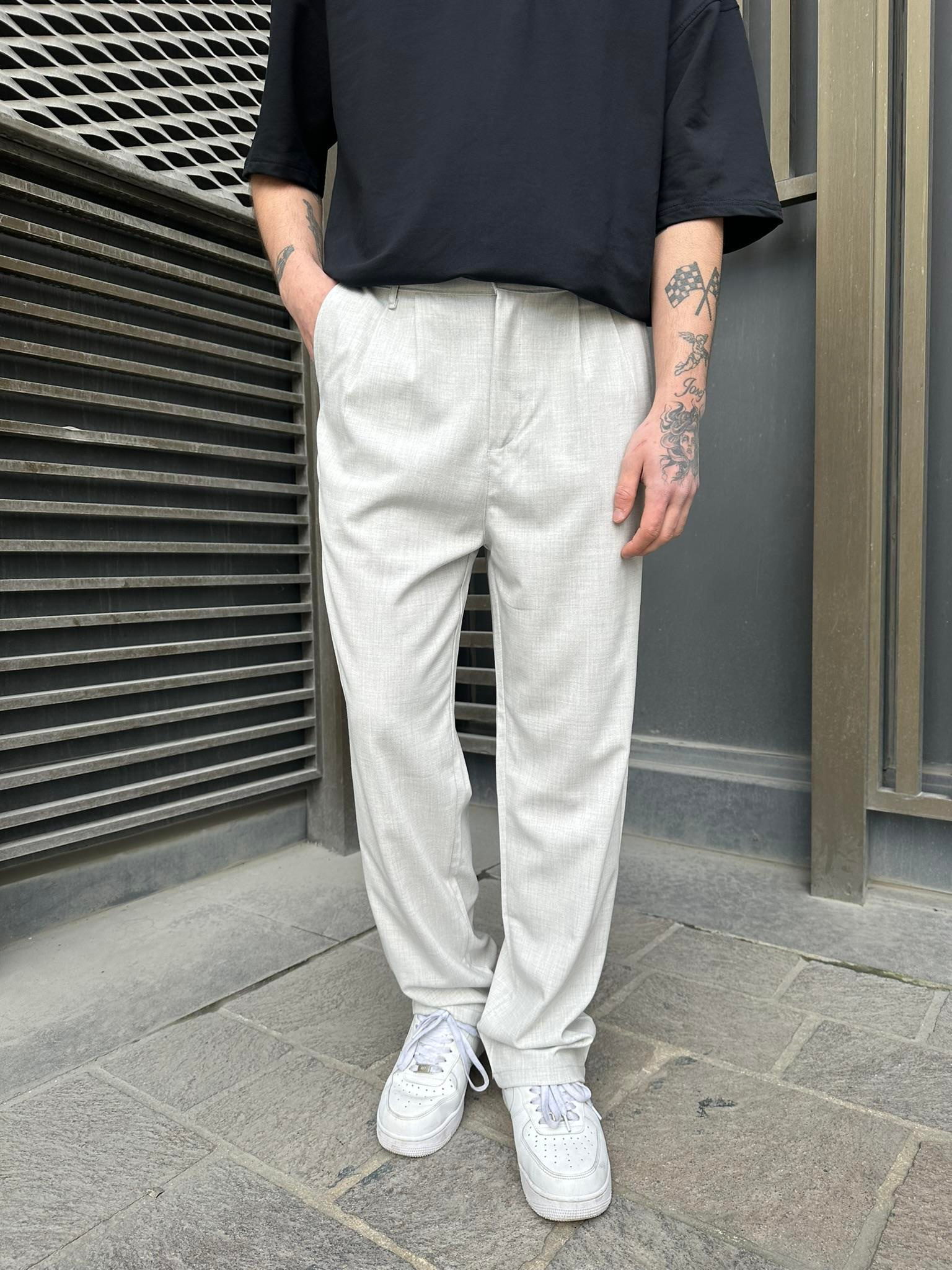 Kumaş Baggy Pantolon Ice Grey