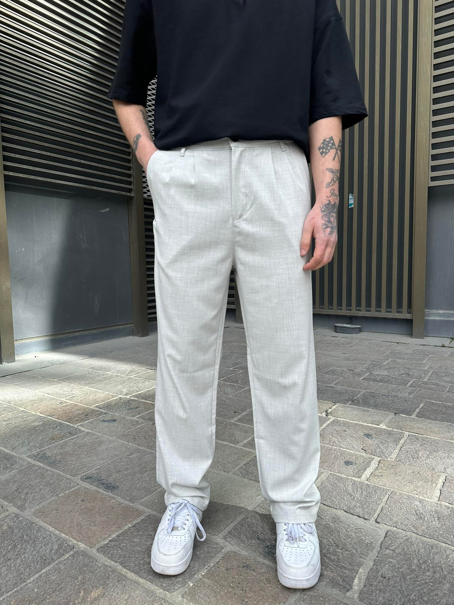 Kumaş Baggy Pantolon Ice Grey
