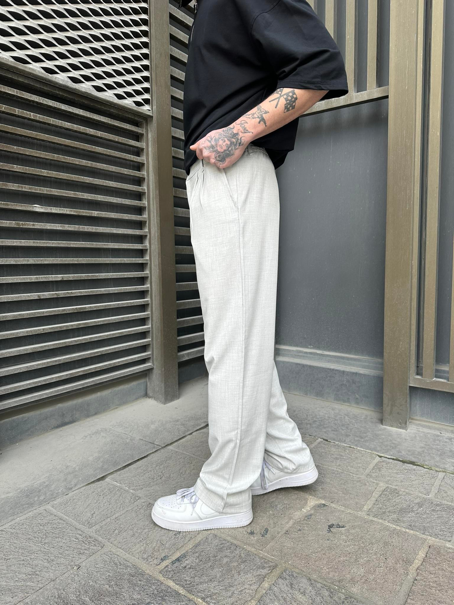 Kumaş Baggy Pantolon Ice Grey