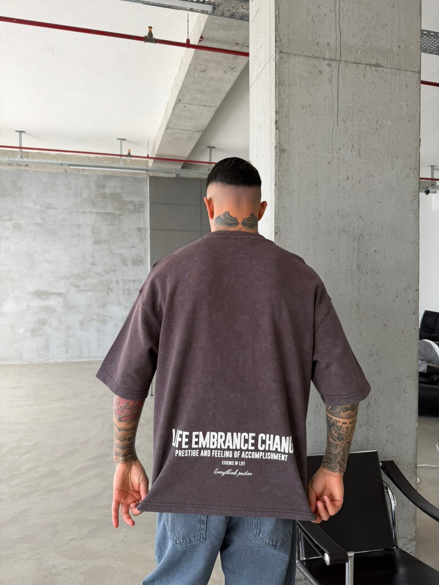 Life Embrance Change Basic T-Shirt - Kahve