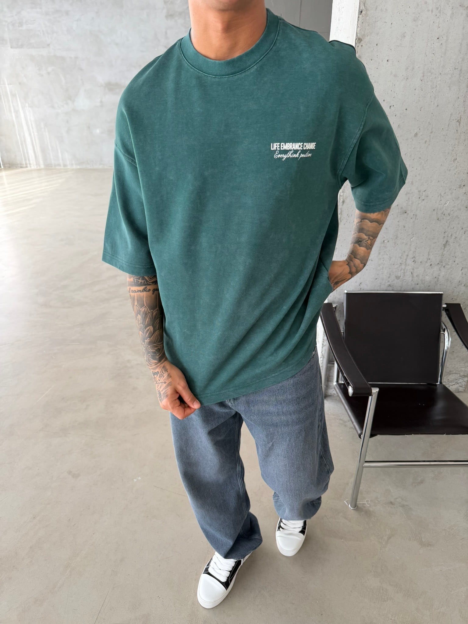 Life Embrance Change Basic T-Shirt - Yeşil