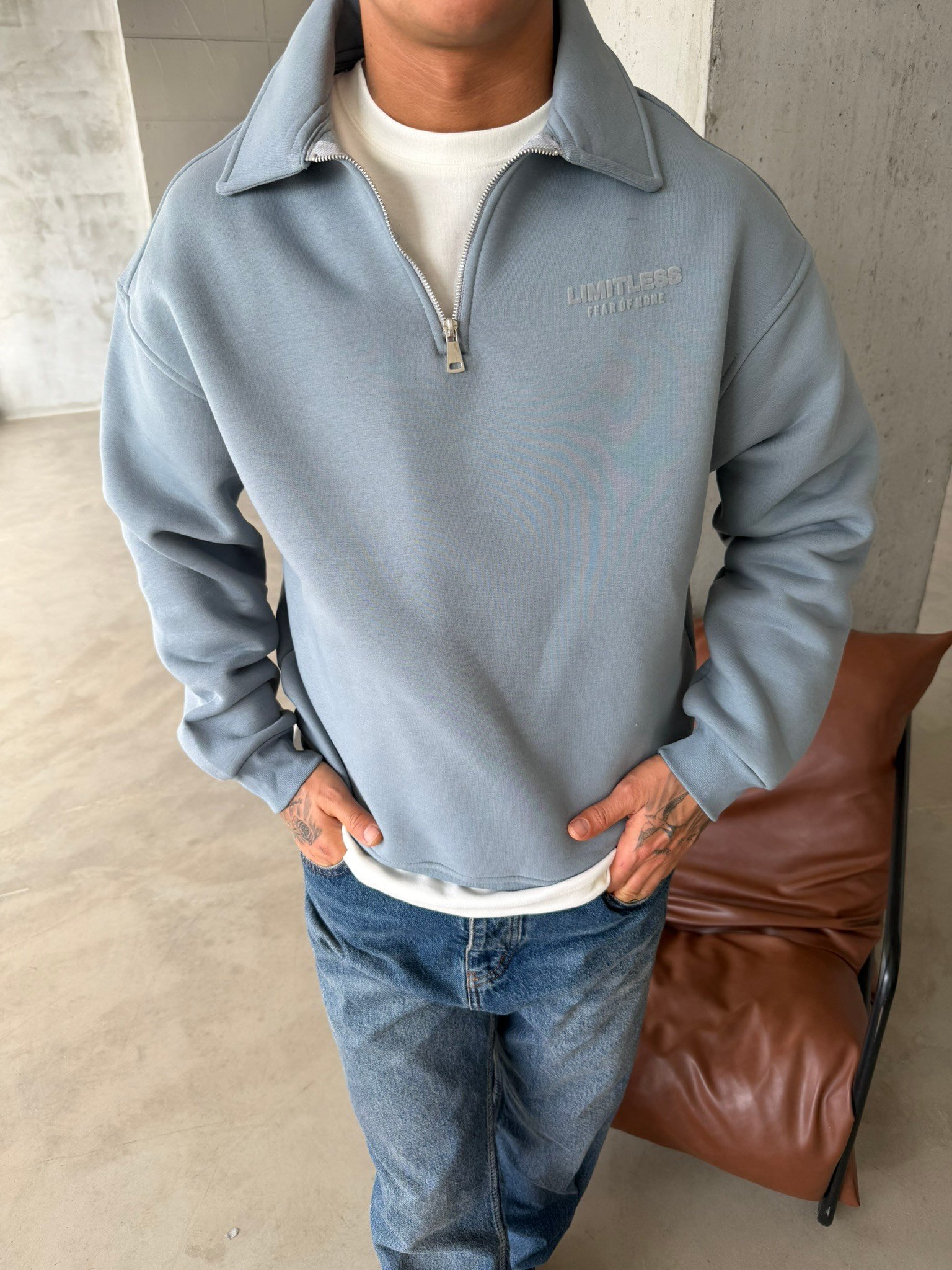 Limitles Half Zip Sweat - Mavi