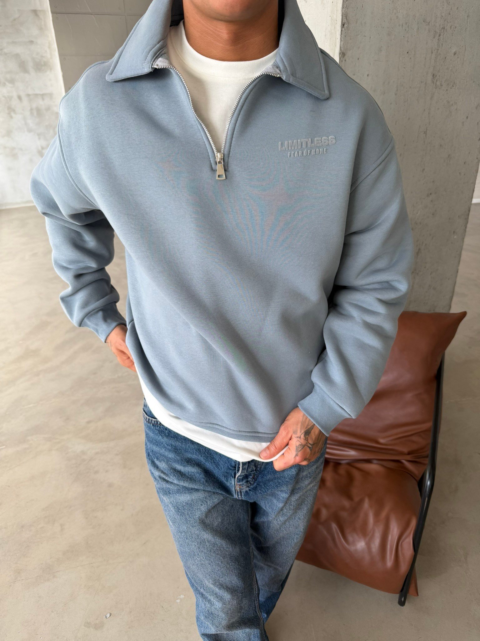 Limitles Half Zip Sweat - Mavi