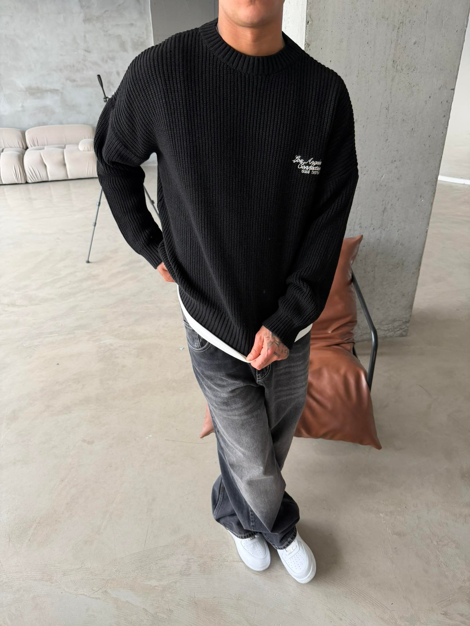 Losangels Triko Kazak - Siyah