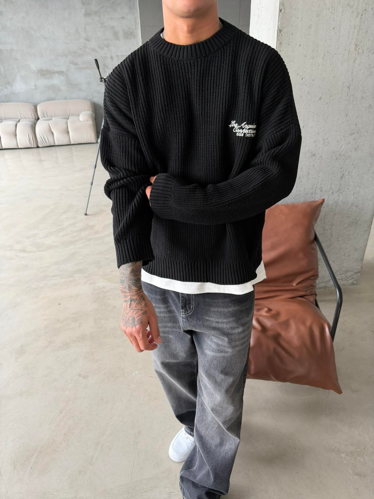 Losangels Triko Kazak - Siyah