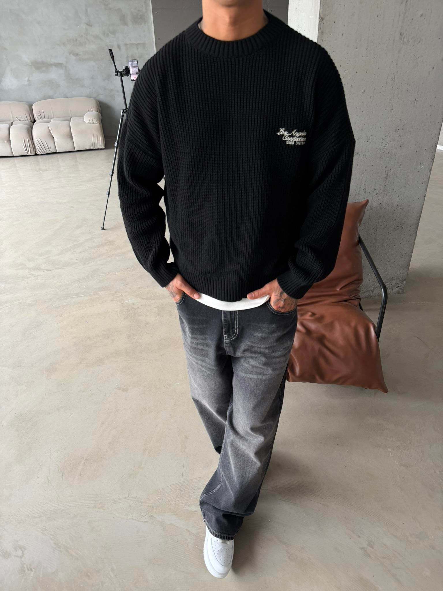 Losangels Triko Kazak - Siyah