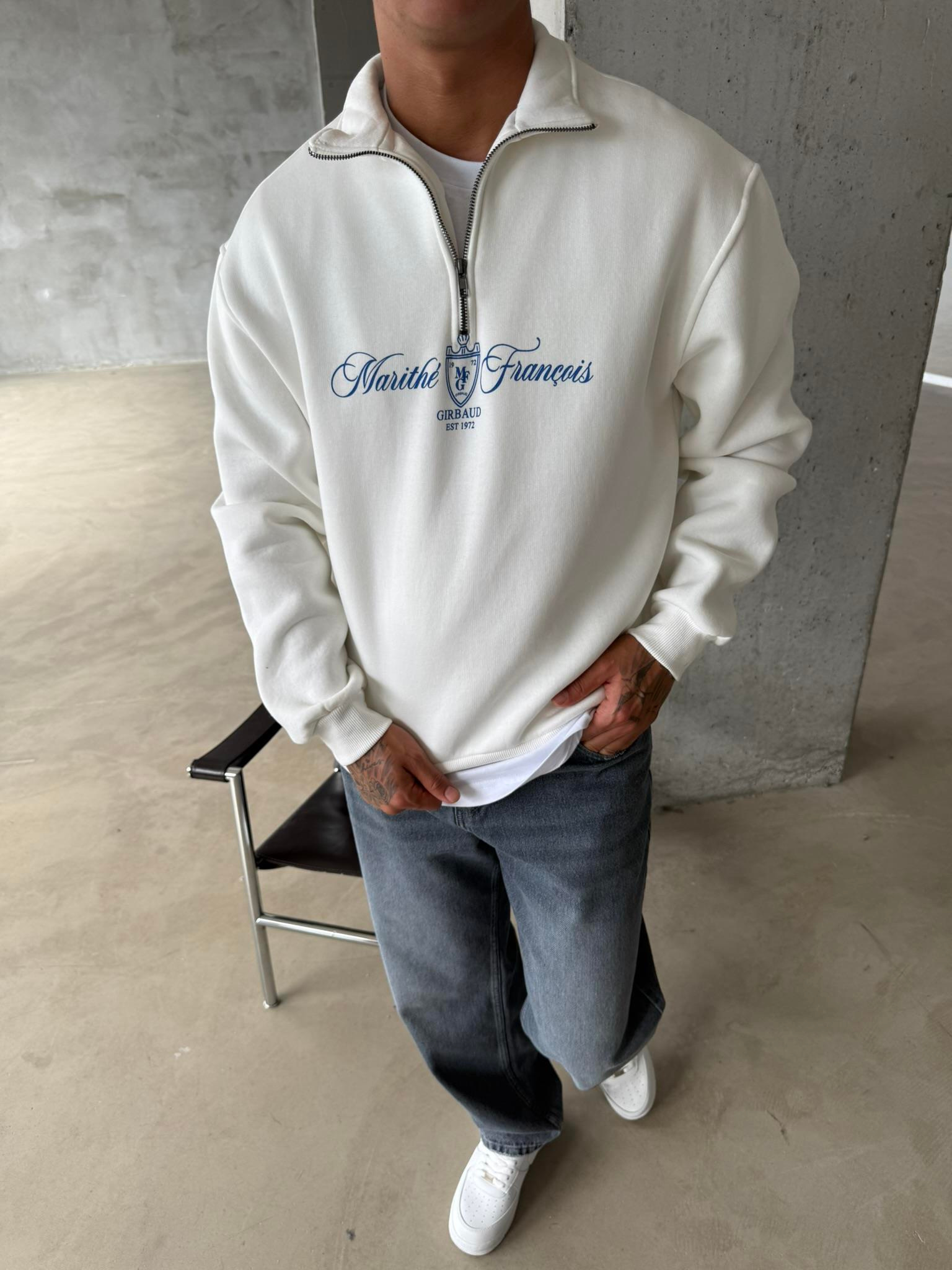 Masithe François Yarım Fermuar Zip - Beyaz