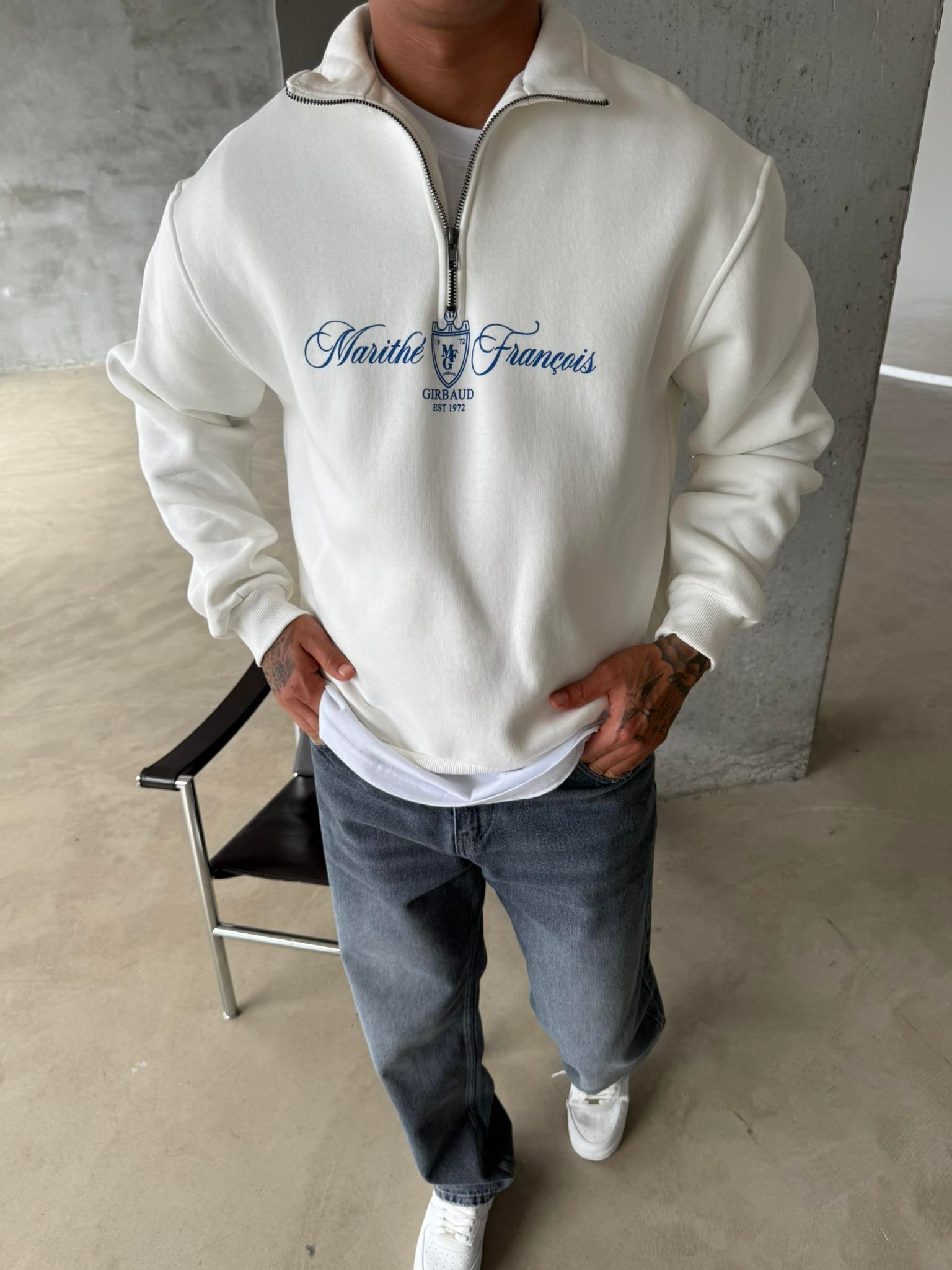 Masithe François Yarım Fermuar Zip - Beyaz