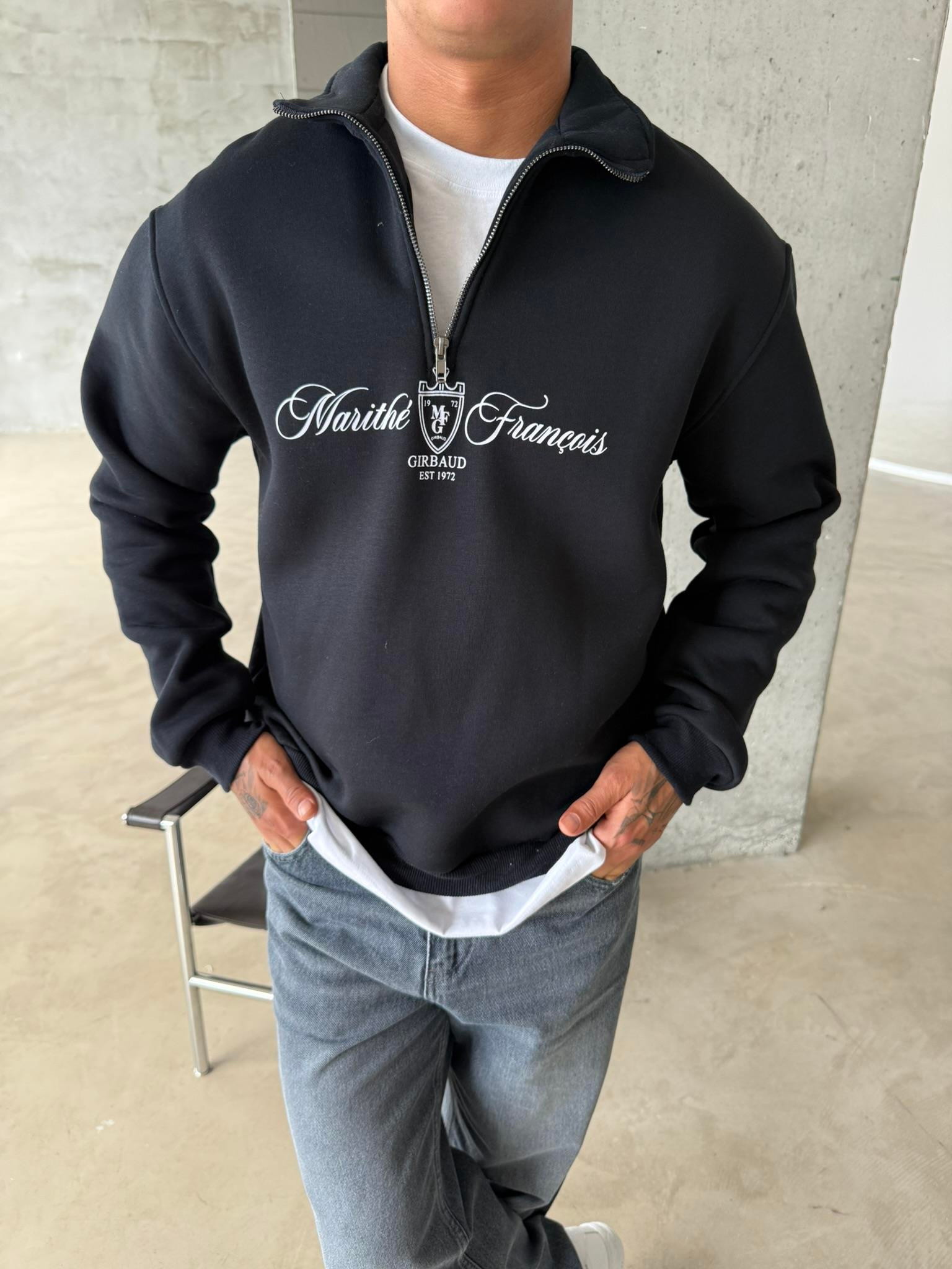 Masithe François Yarım Fermuar Zip - Siyah