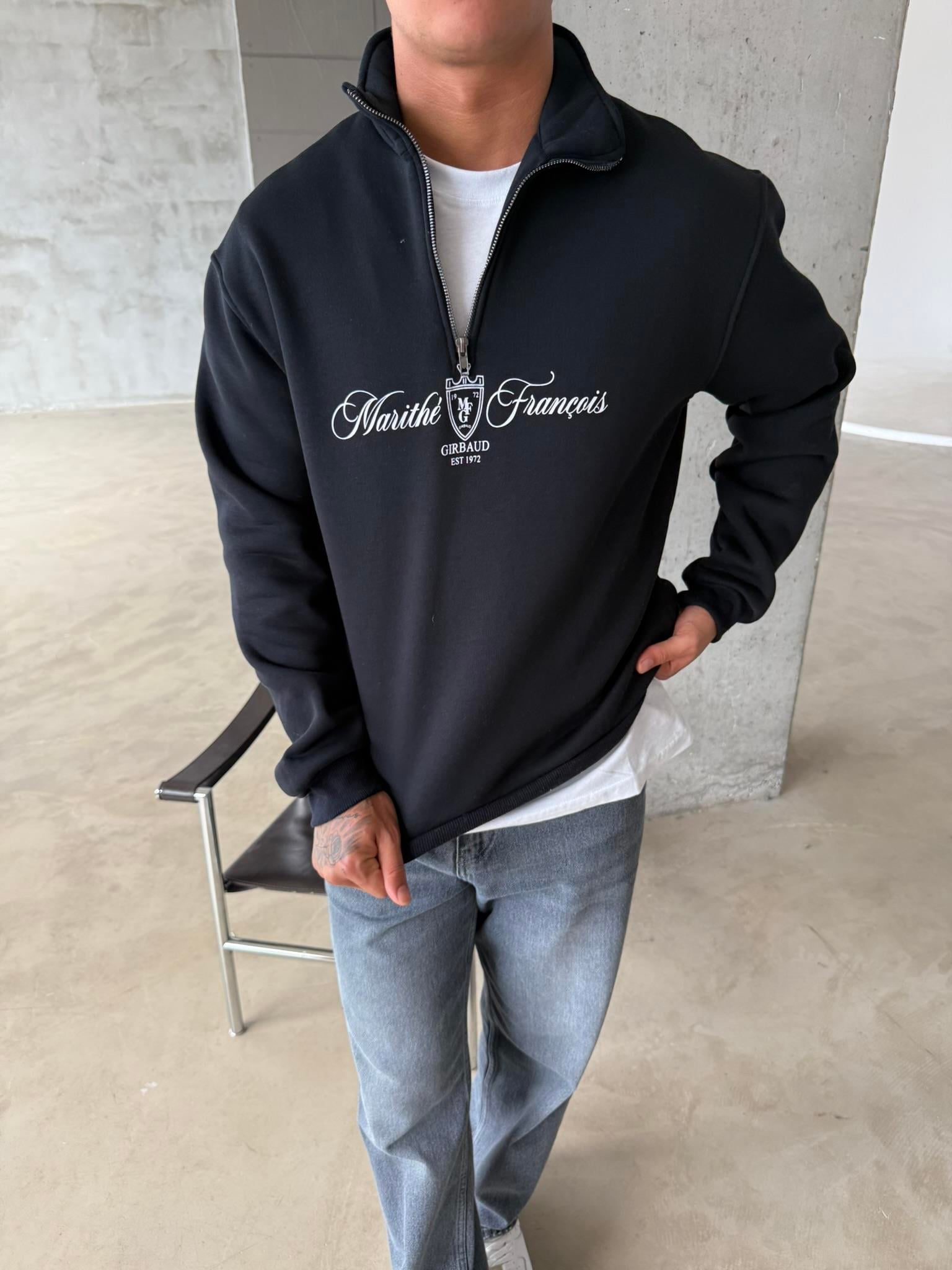 Masithe François Yarım Fermuar Zip - Siyah