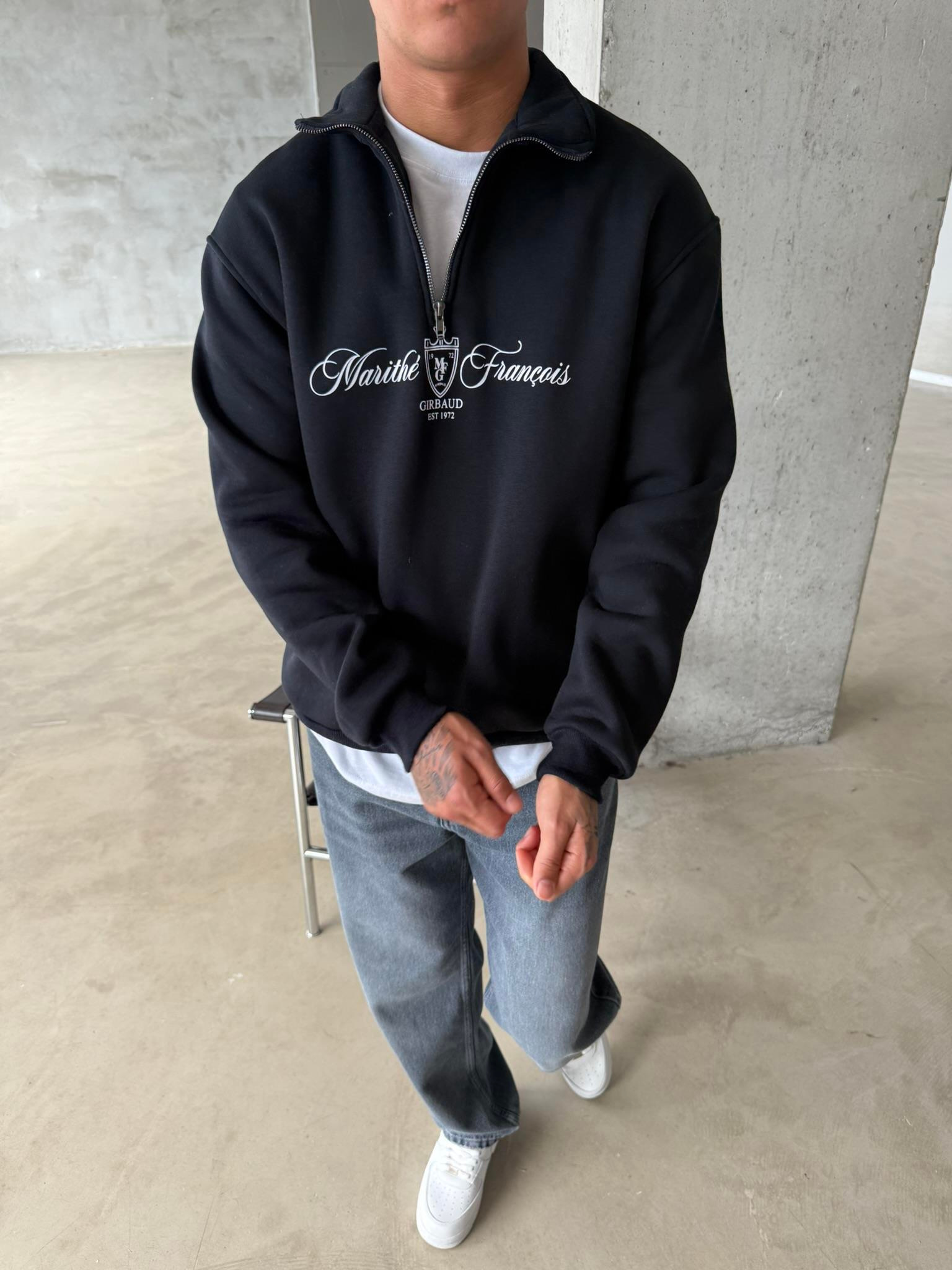 Masithe François Yarım Fermuar Zip - Siyah