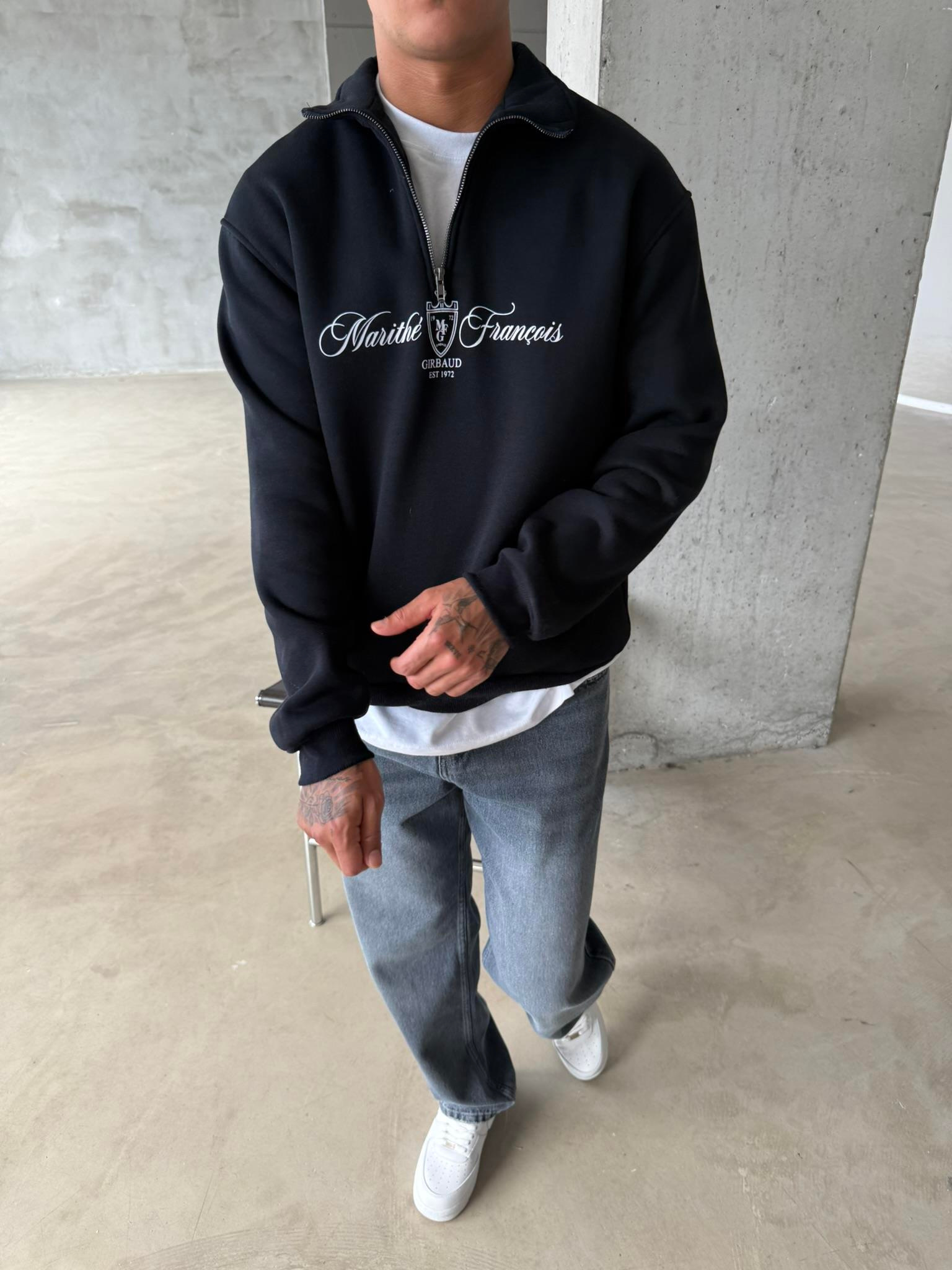 Masithe François Yarım Fermuar Zip - Siyah