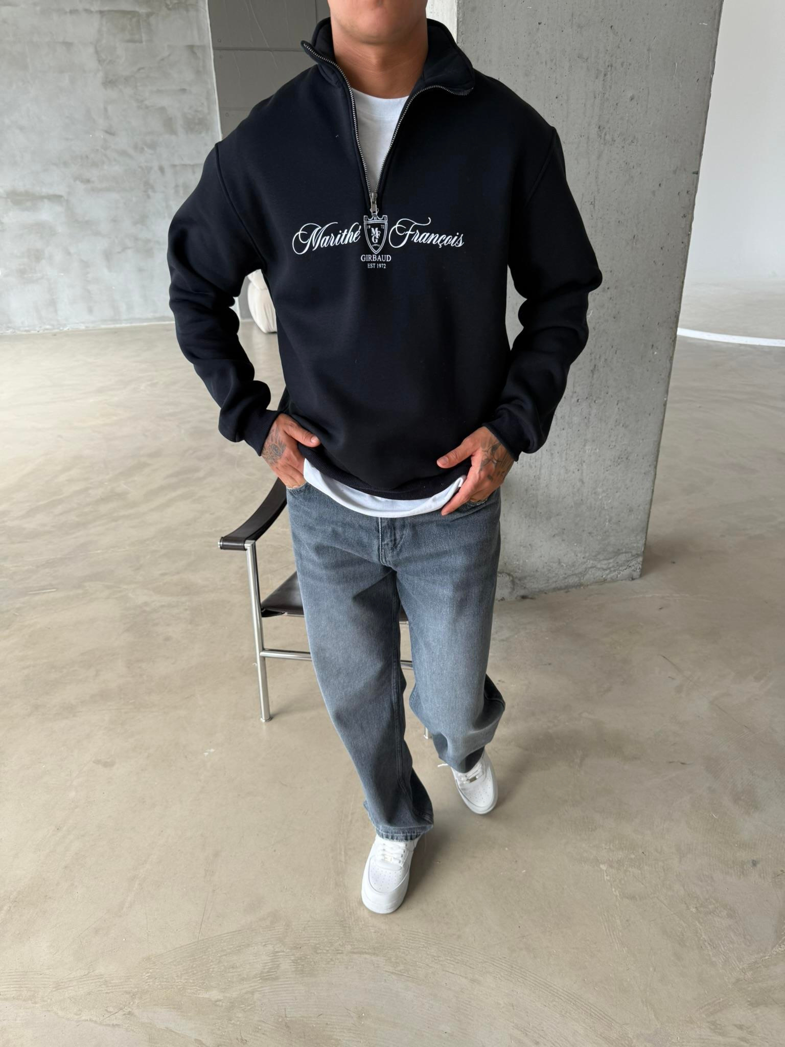 Masithe François Yarım Fermuar Zip - Siyah