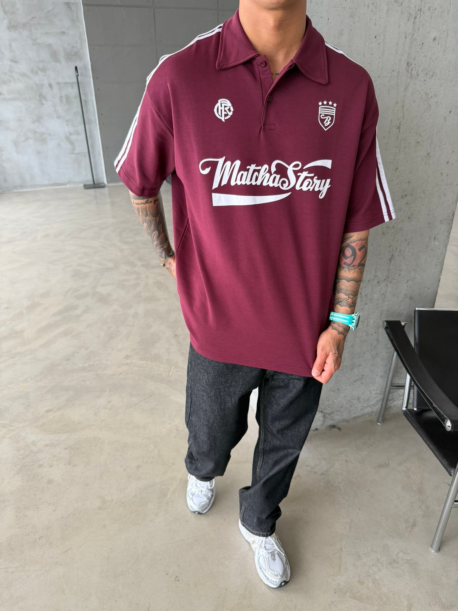 Matcha Story Polo Yaka T-Shirt- Bordo