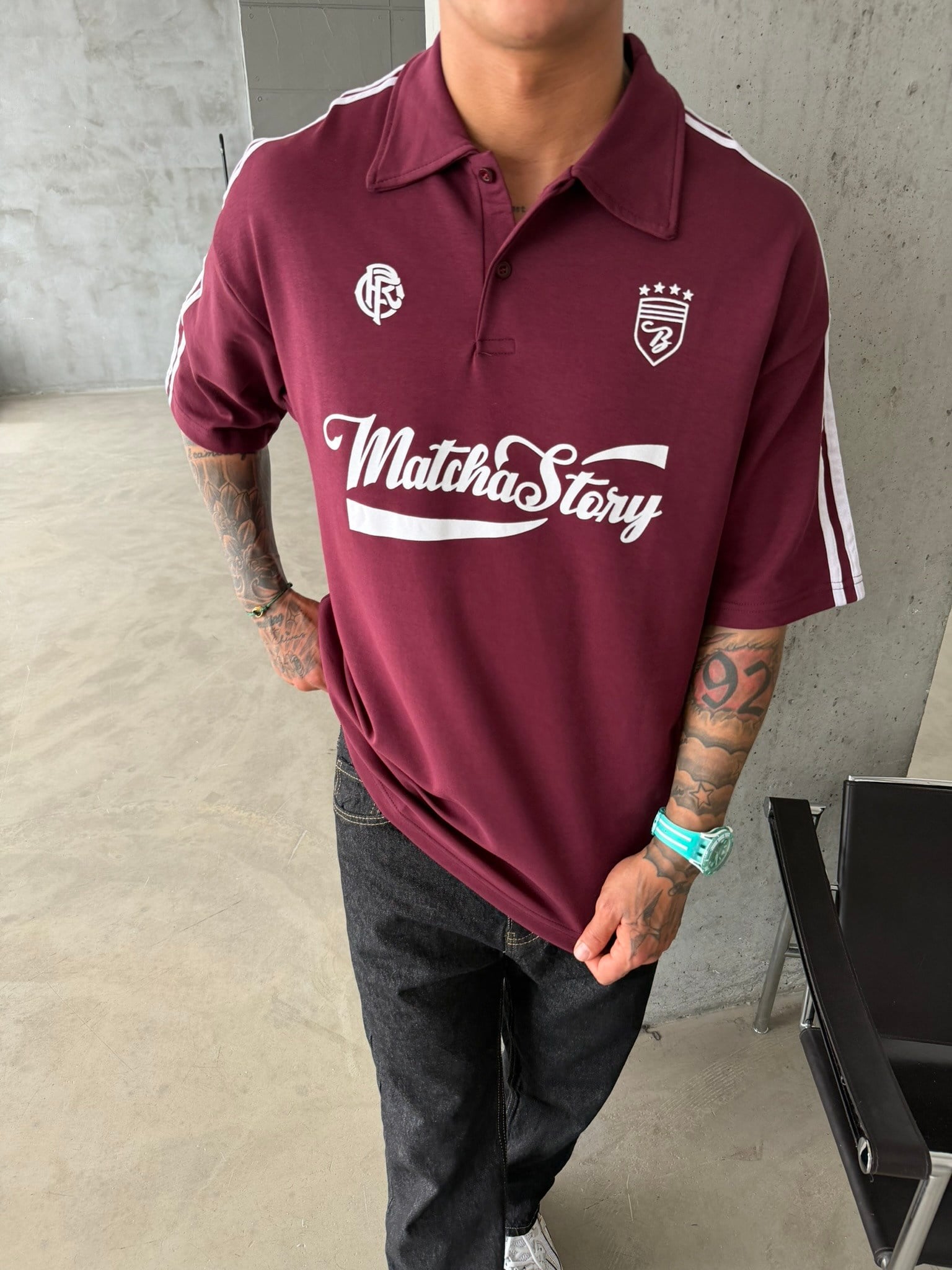 Matcha Story Polo Yaka T-Shirt- Bordo