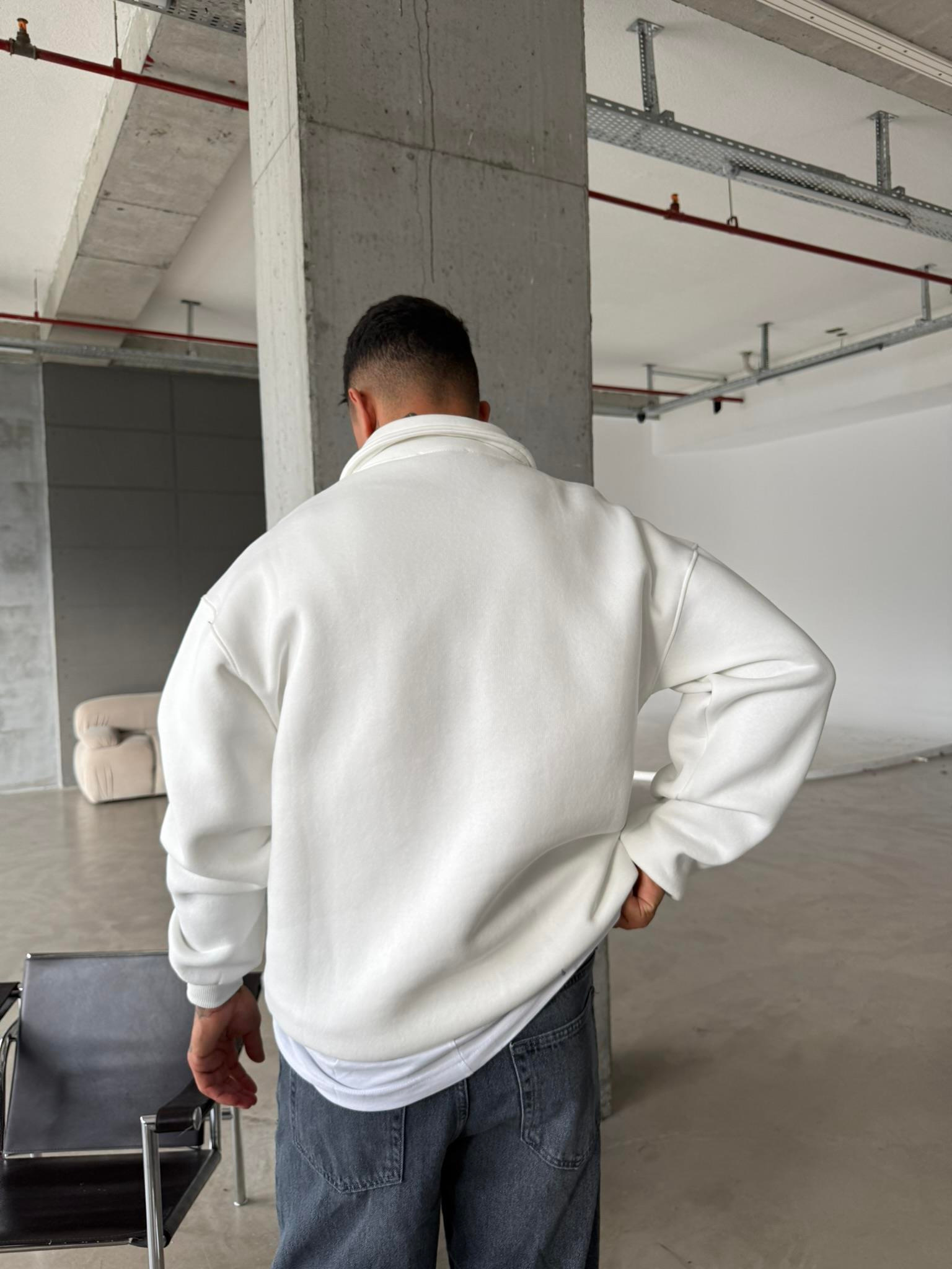 Minimal Basic Half Zip - Beyaz